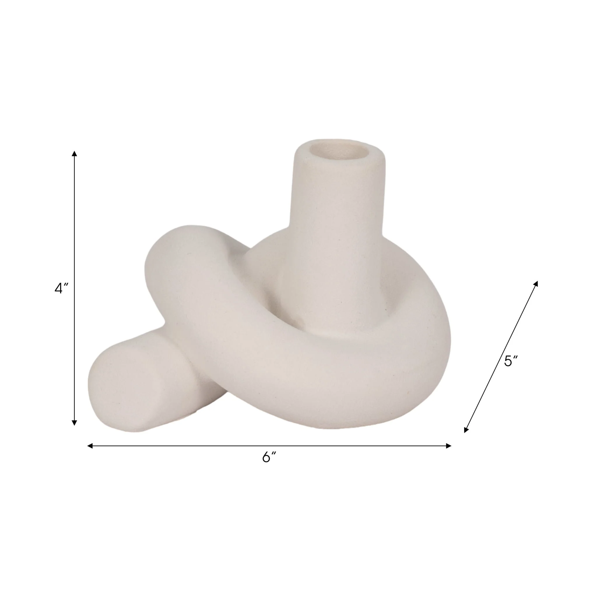 6" Textured Knot Taper Holder, White - Image 8