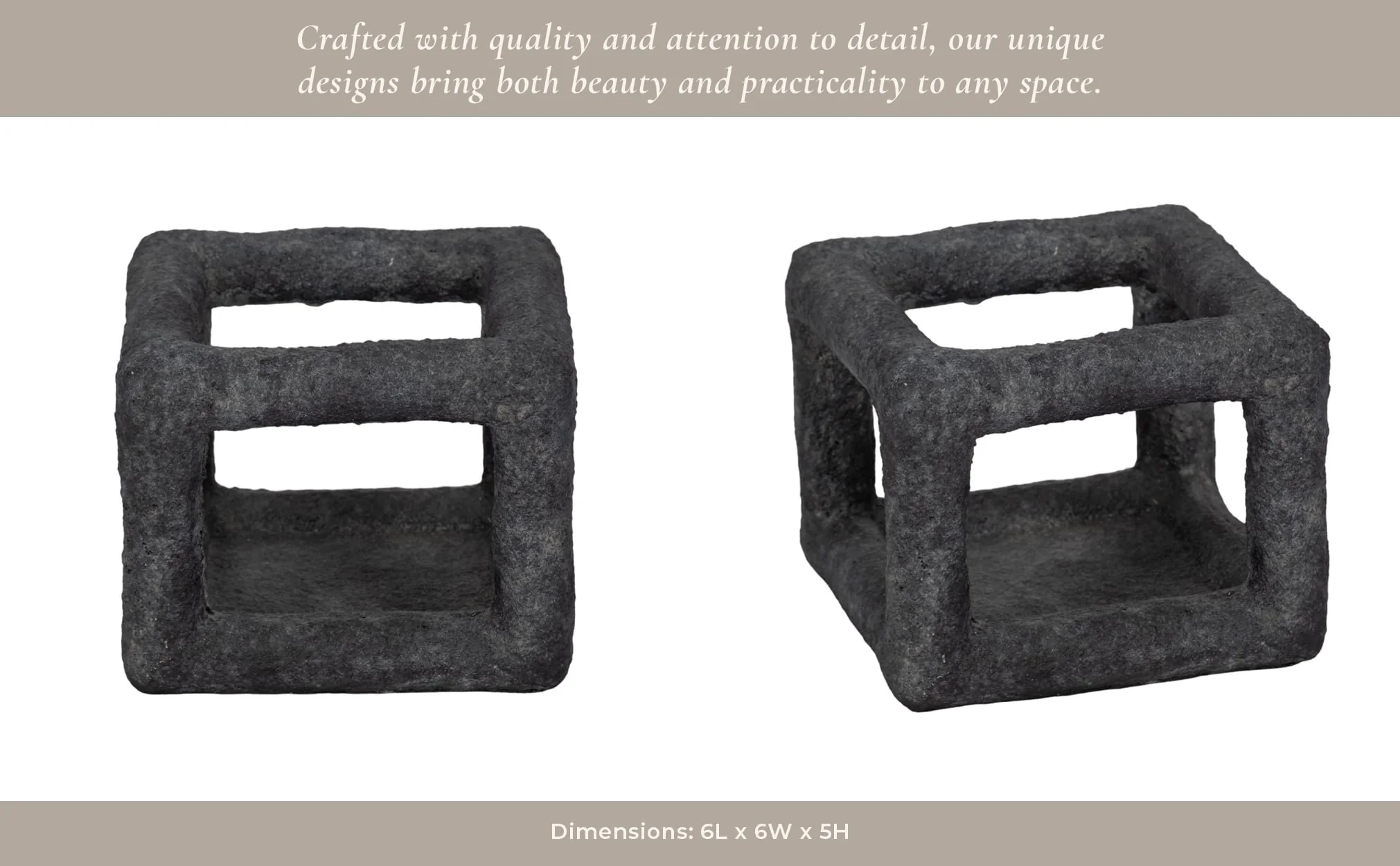 6" Textured Open Square Object, Black - Image 12