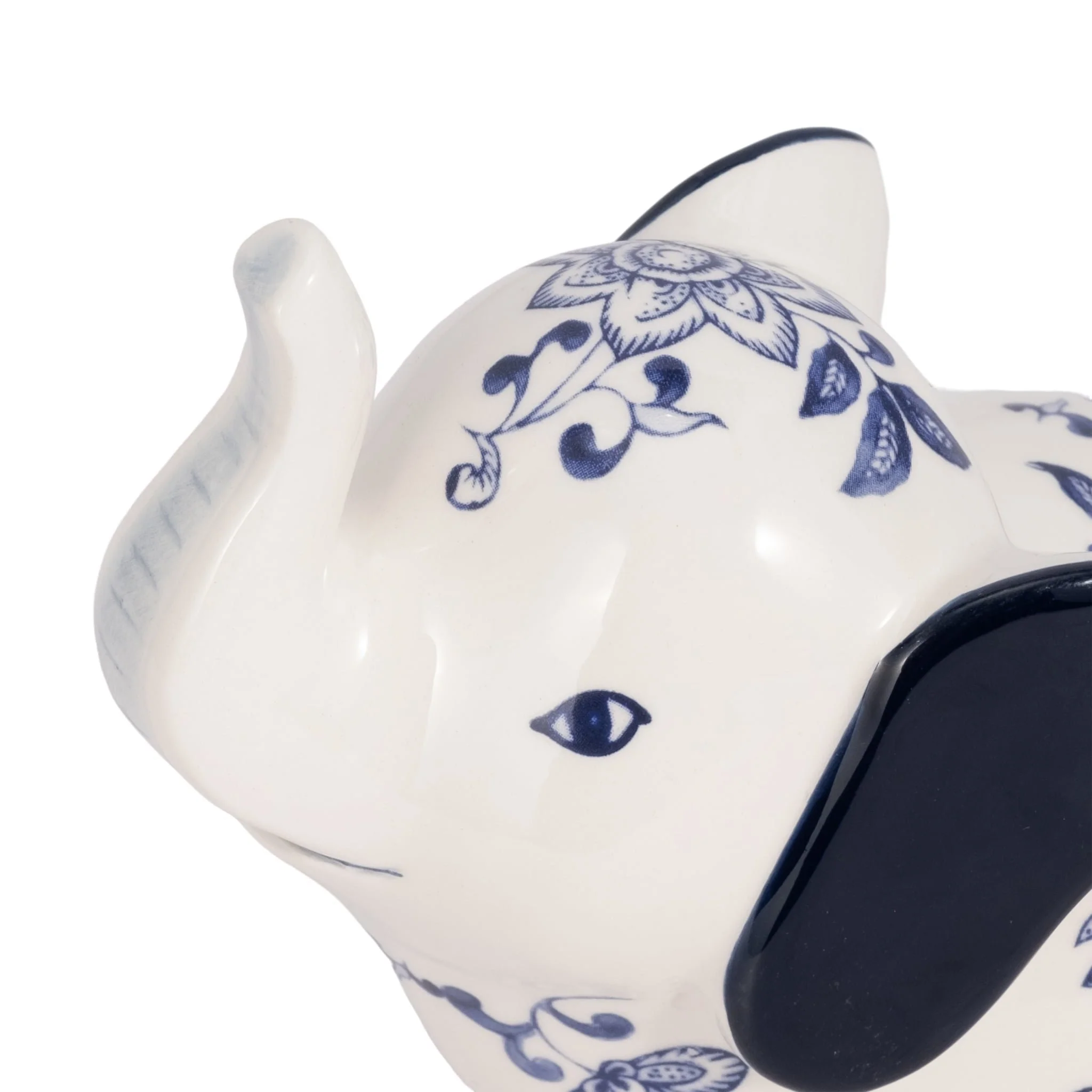 6" Trunk Up Chinoiserie Elephant, Blue/white - Image 5