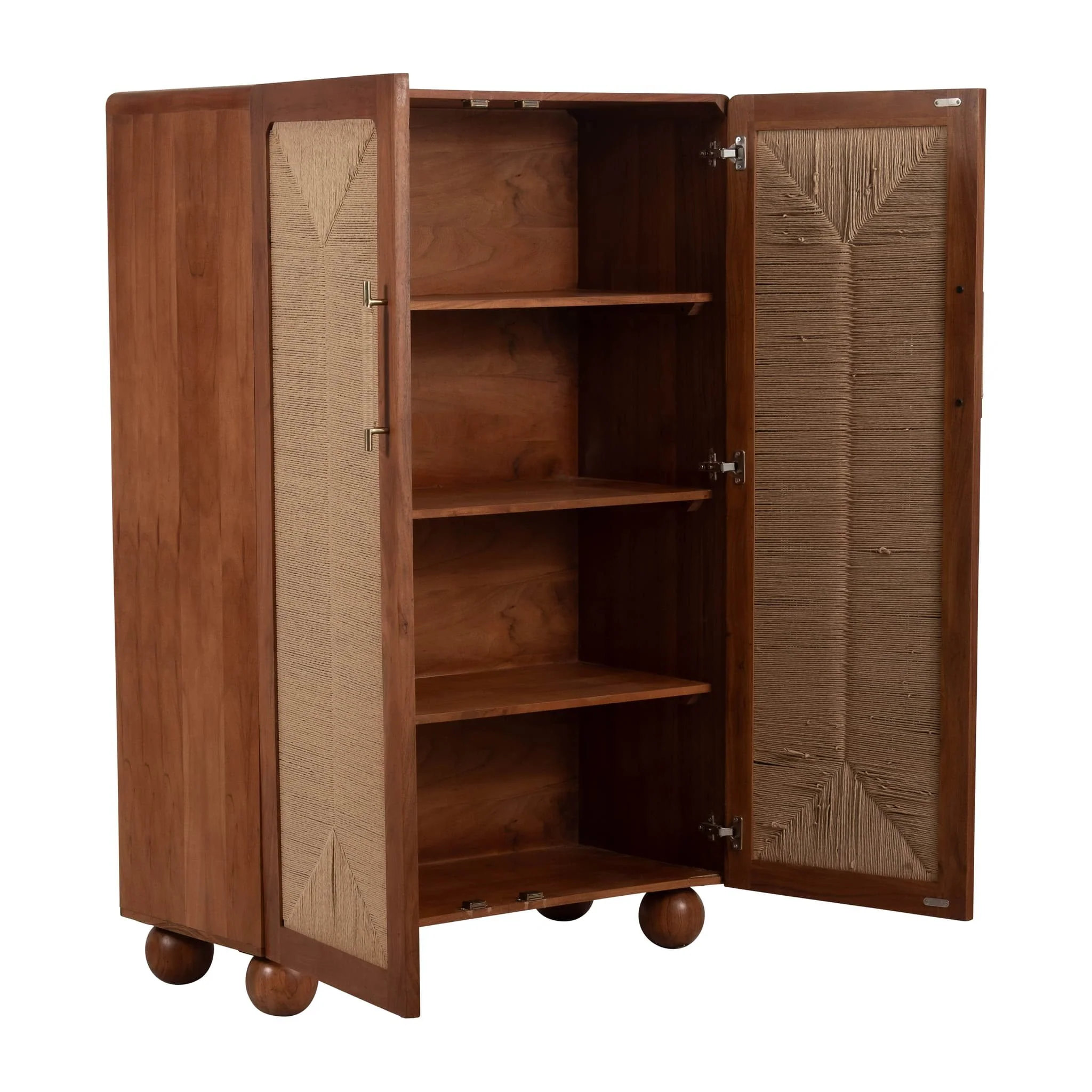 60" Acacia Wood Armoire, Brown - Image 4