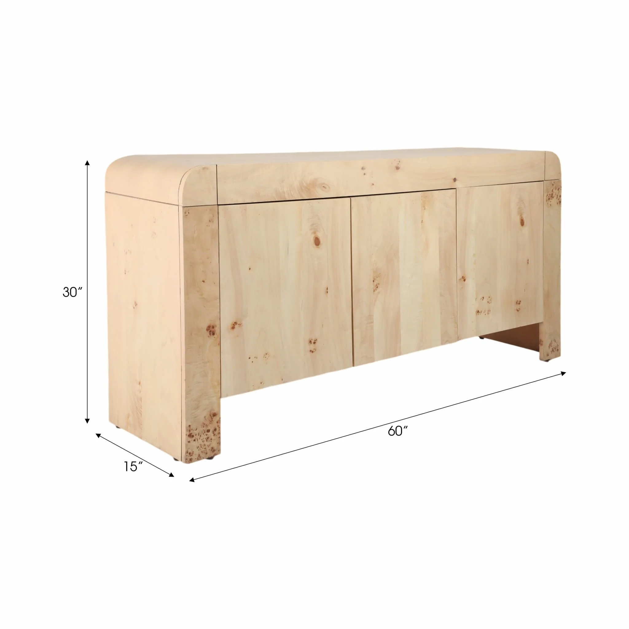 60" Burl Wood Sideboard, Natural - Image 9