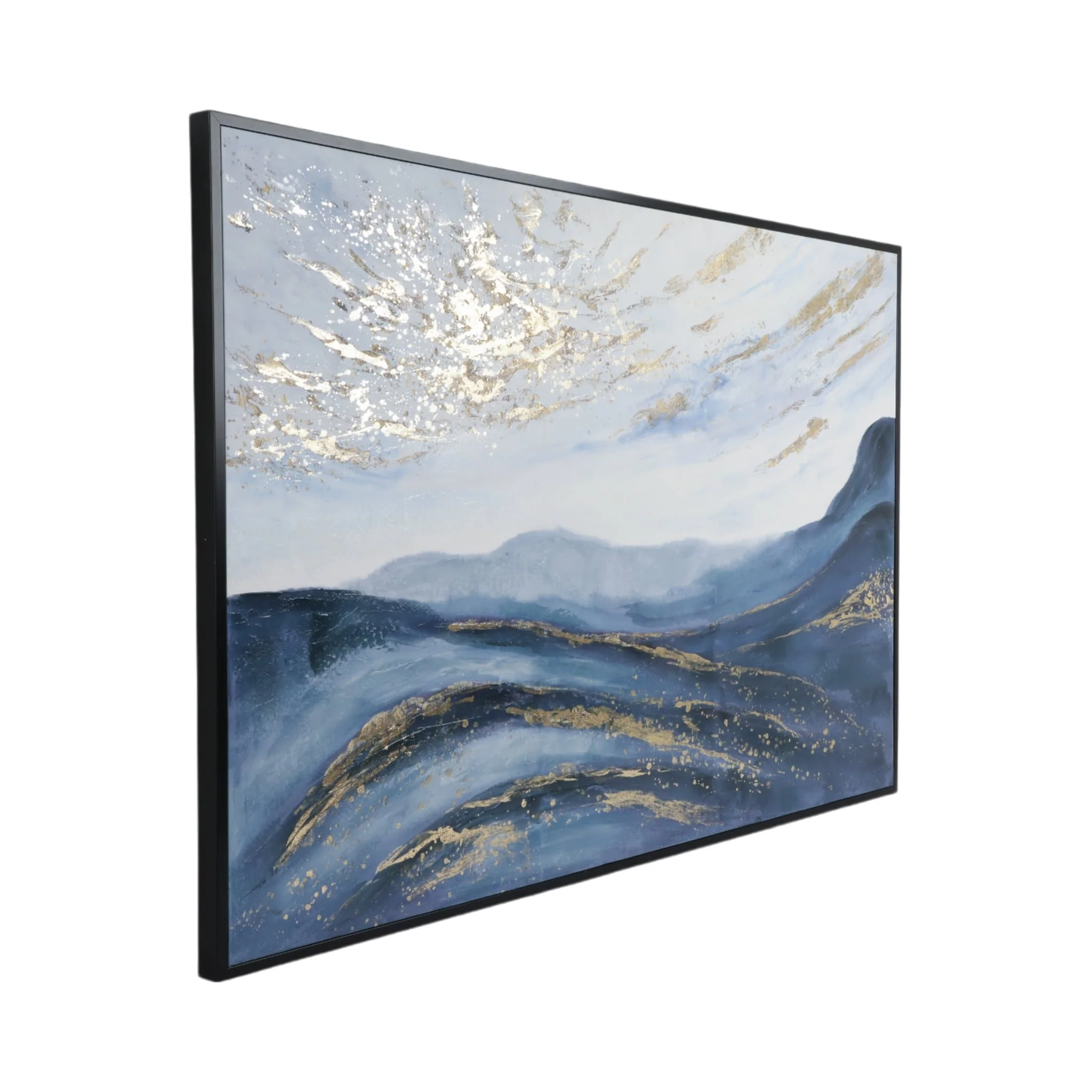 60x40  Hand Painted Canvas, Blue/gold - Image 2