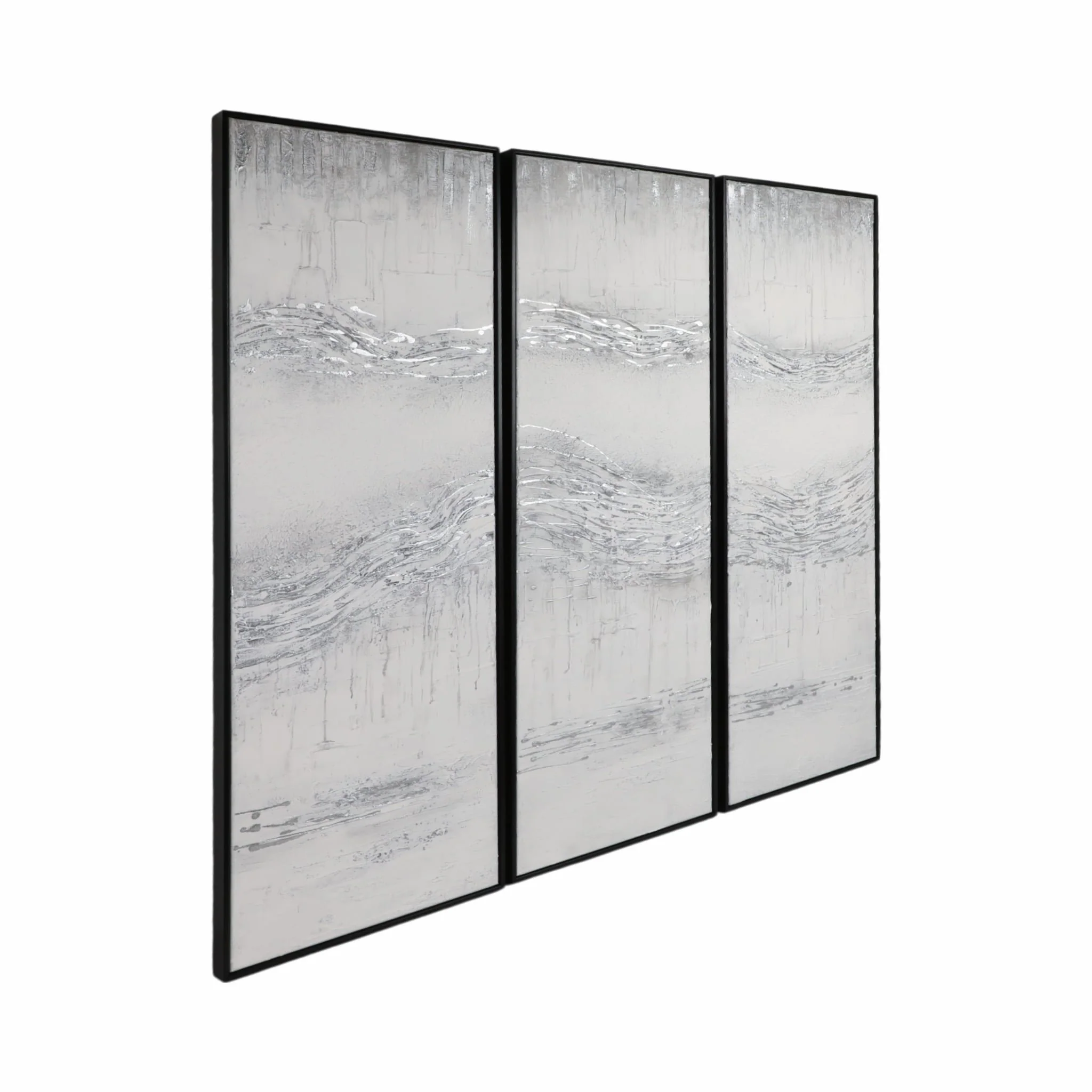 61x21 S/3 Framed Handpainted Abstract - Image 2