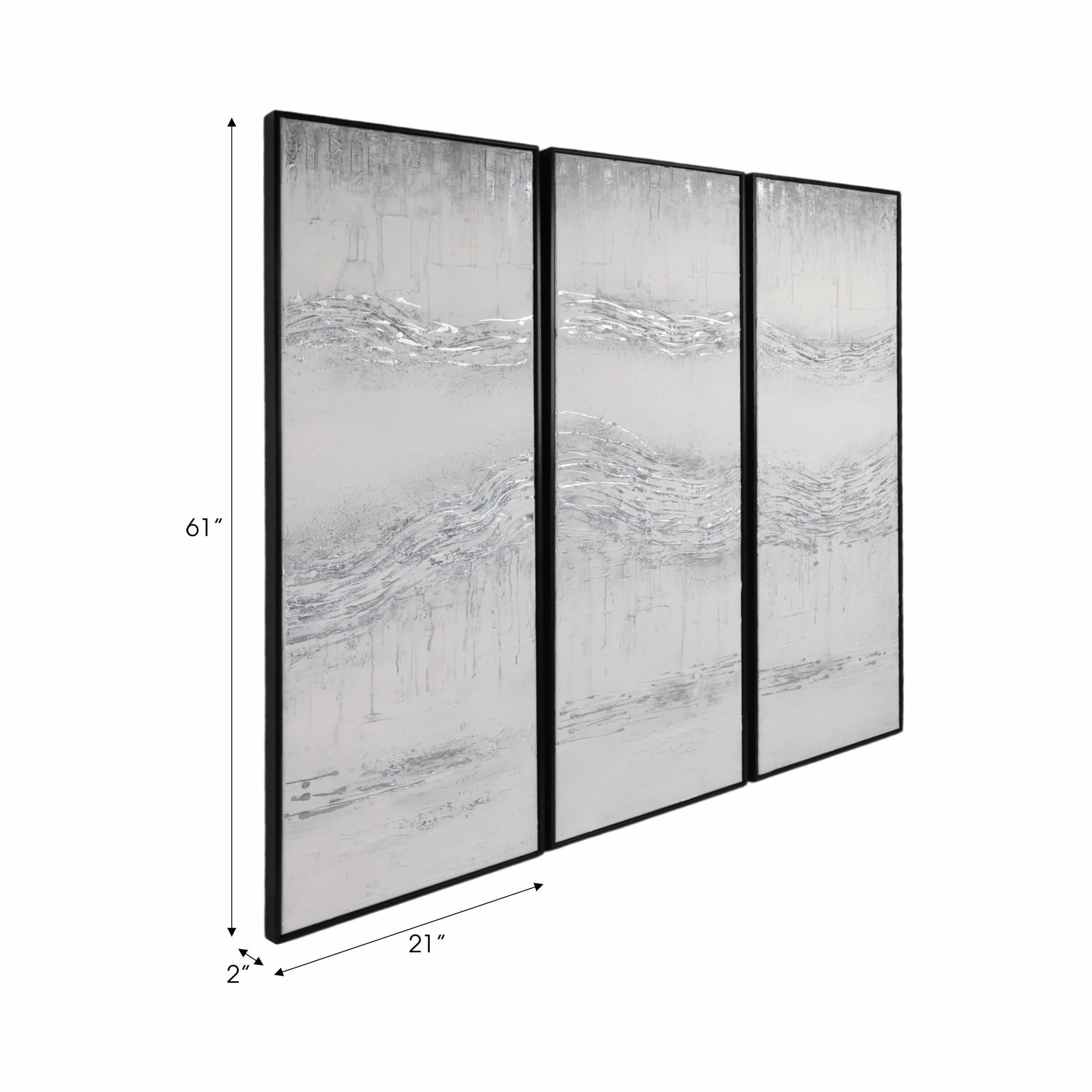 61x21 S/3 Framed Handpainted Abstract - Image 6