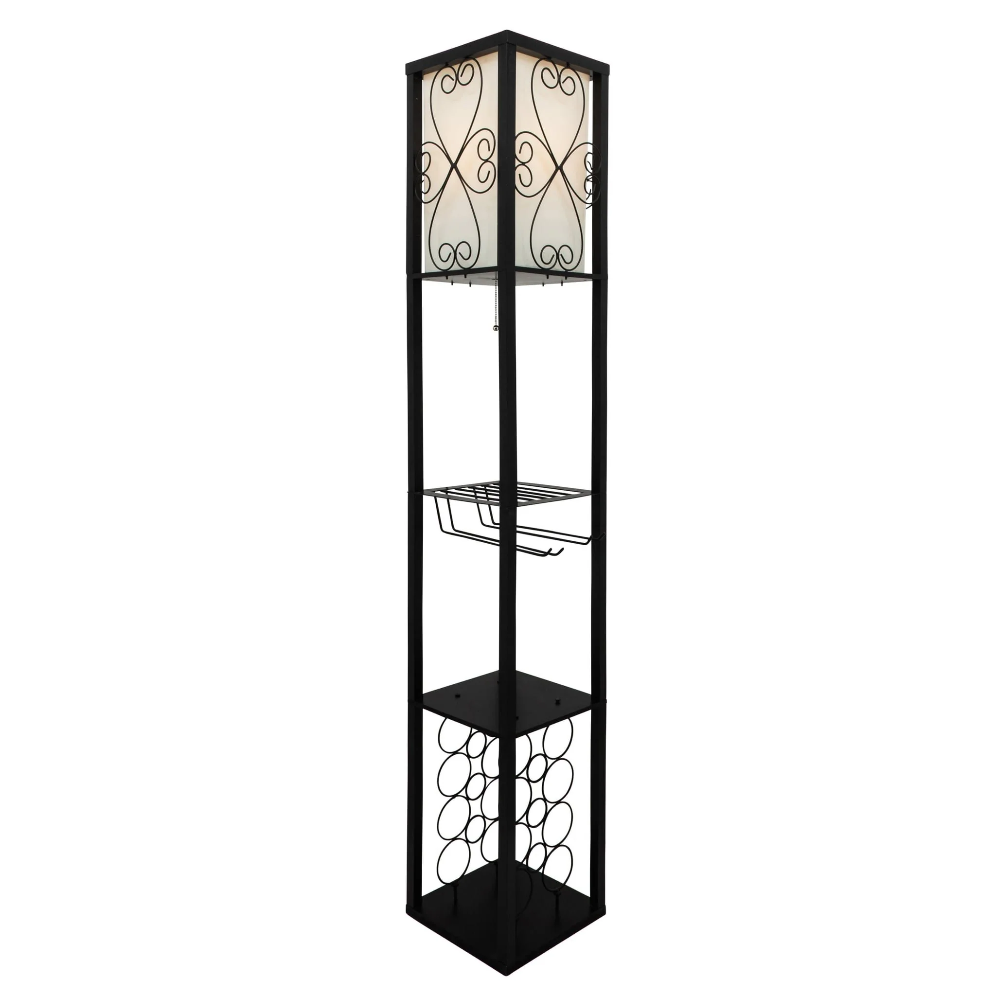 62.5? Wood/metal Etagere / Floor Lamp W/wine Rack, - Image 2