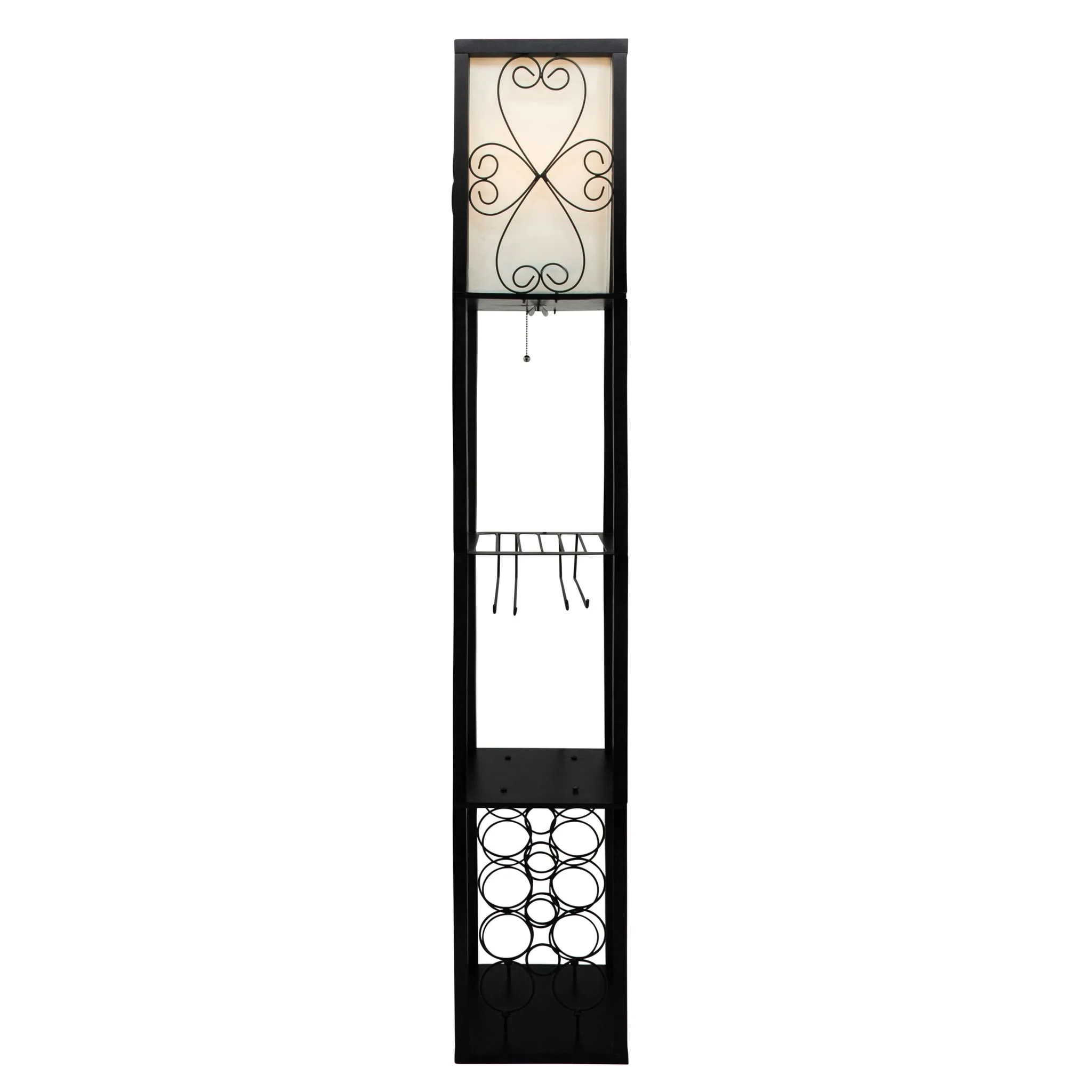 62.5? Wood/metal Etagere / Floor Lamp W/wine Rack, - Image 4