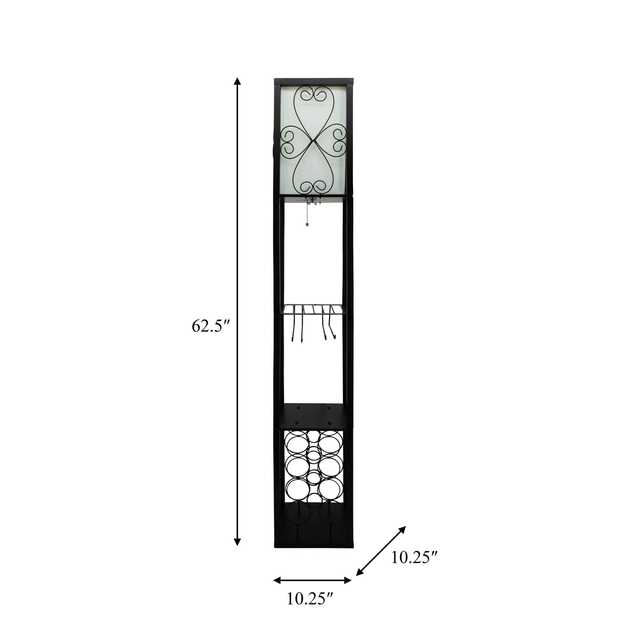 62.5? Wood/metal Etagere / Floor Lamp W/wine Rack, - Image 5