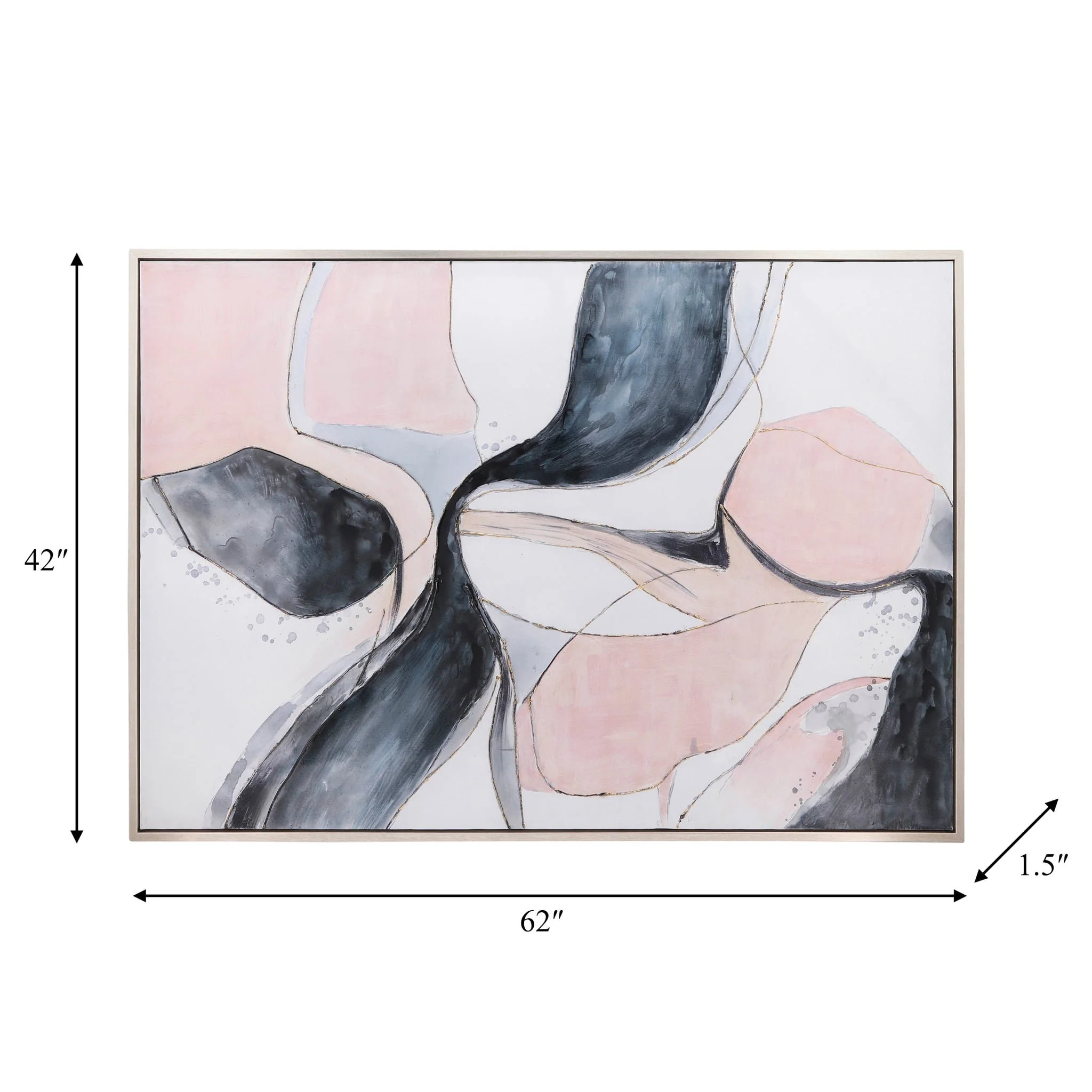 62x42 Handpainted Oil Canvas Abstract, Multi - Image 4