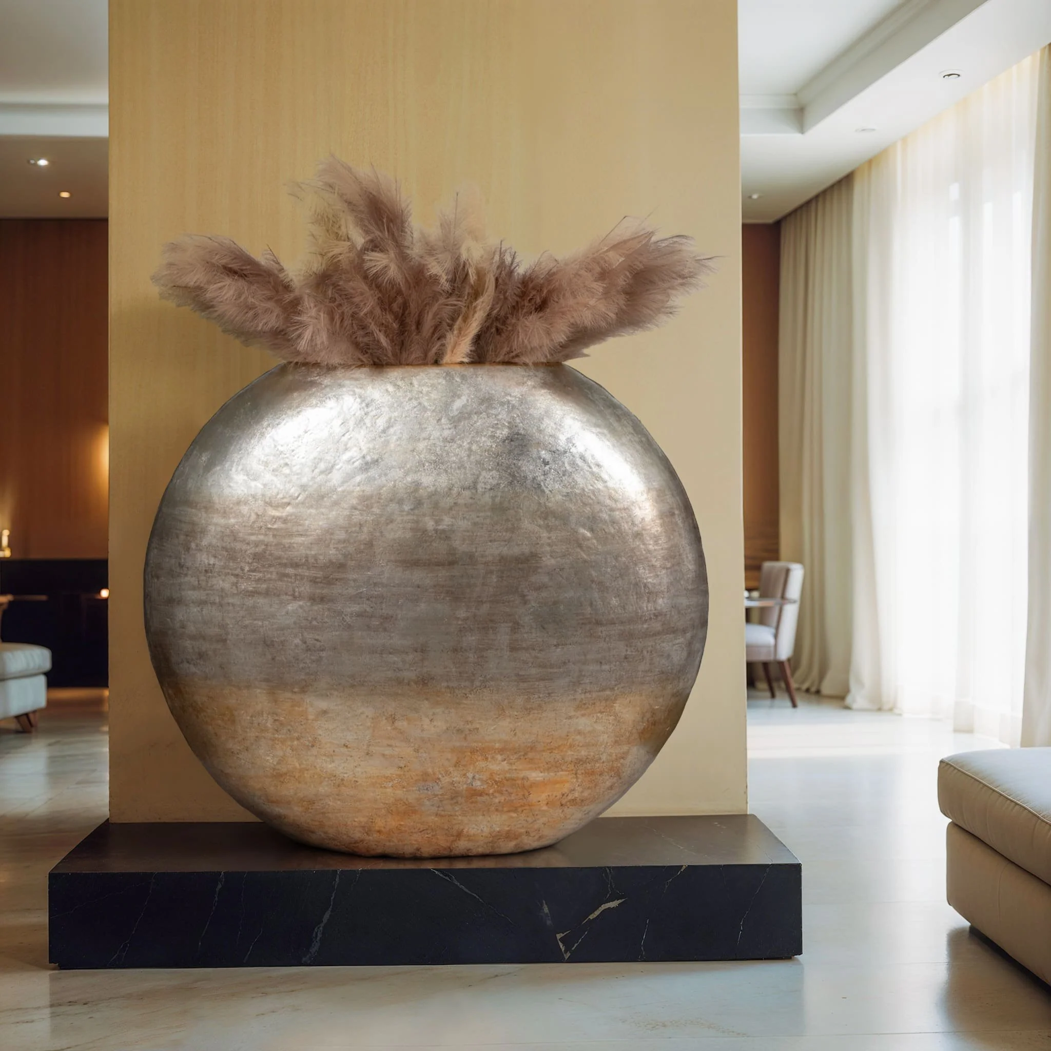 63" Oversized Round Metallic Ombre Vase, Multi - Image 8