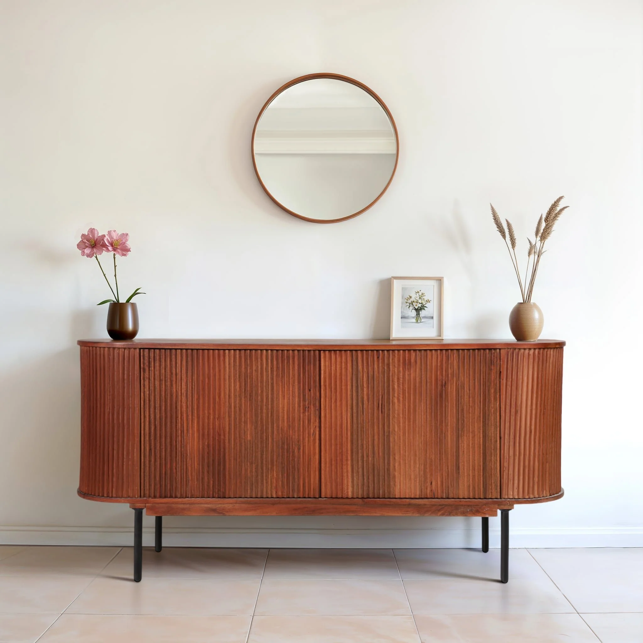 63" Rounded Ridges Sideboard, Brown - Image 11