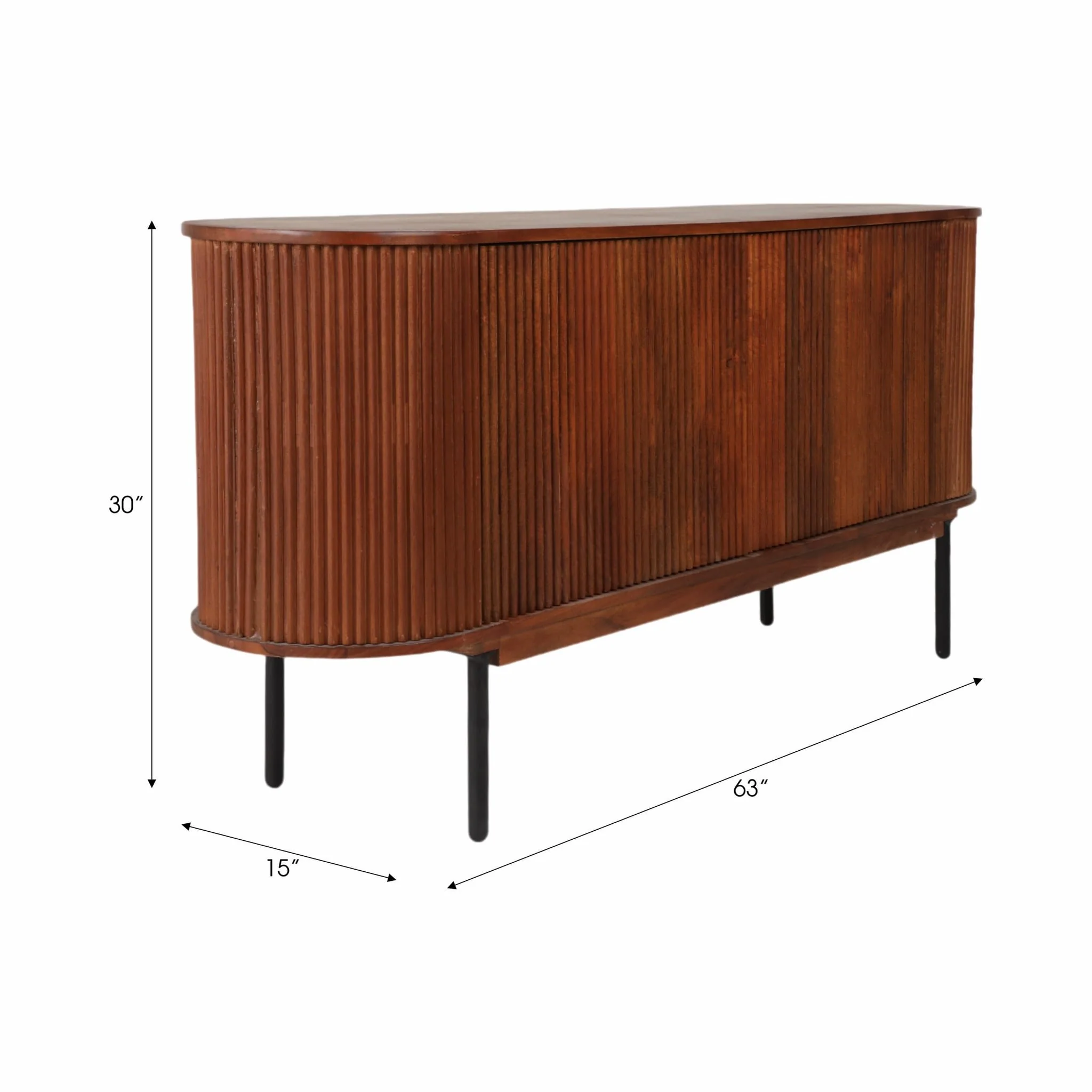 63" Rounded Ridges Sideboard, Brown - Image 9