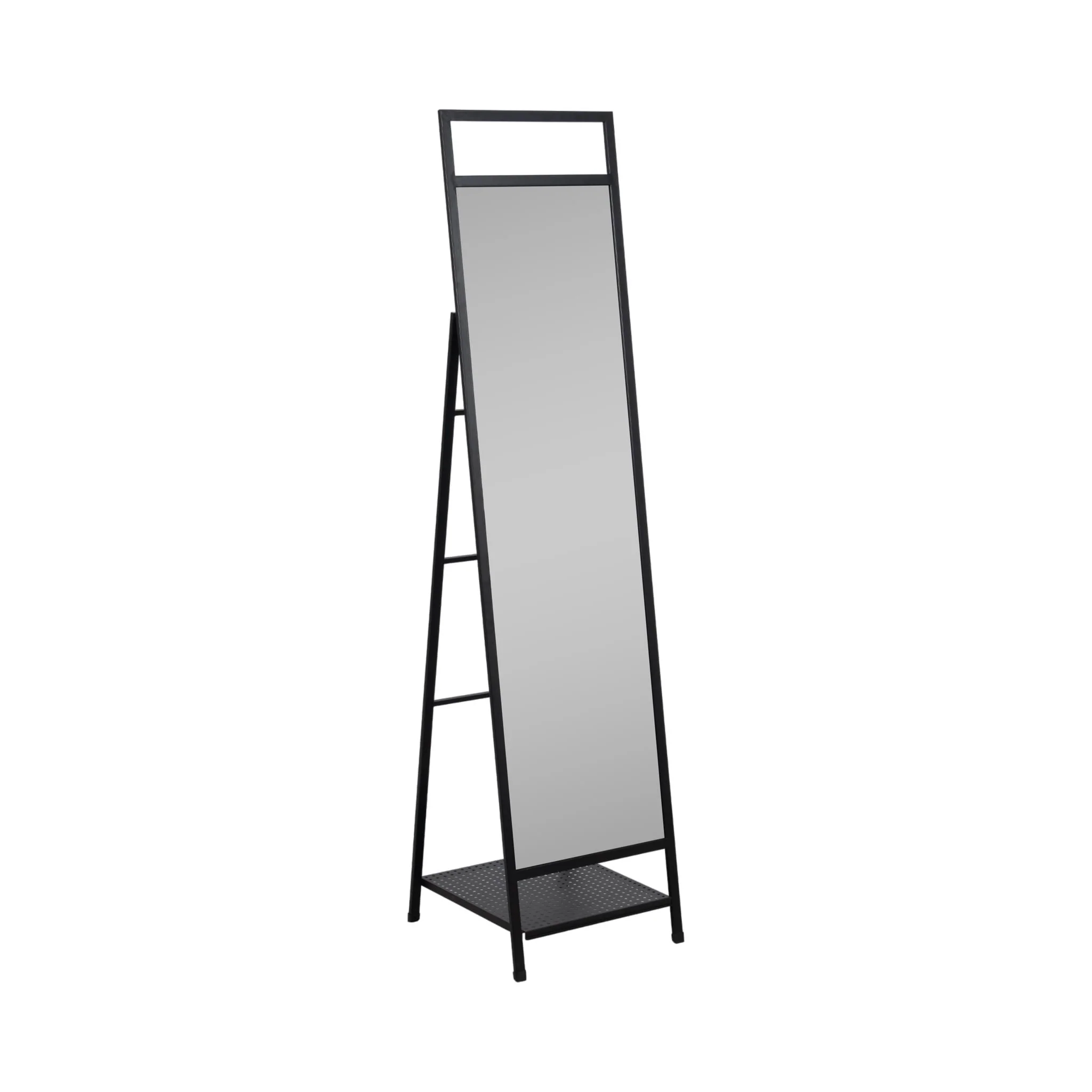 63" Standing Mirror W/ Hooks, Black - Image 2