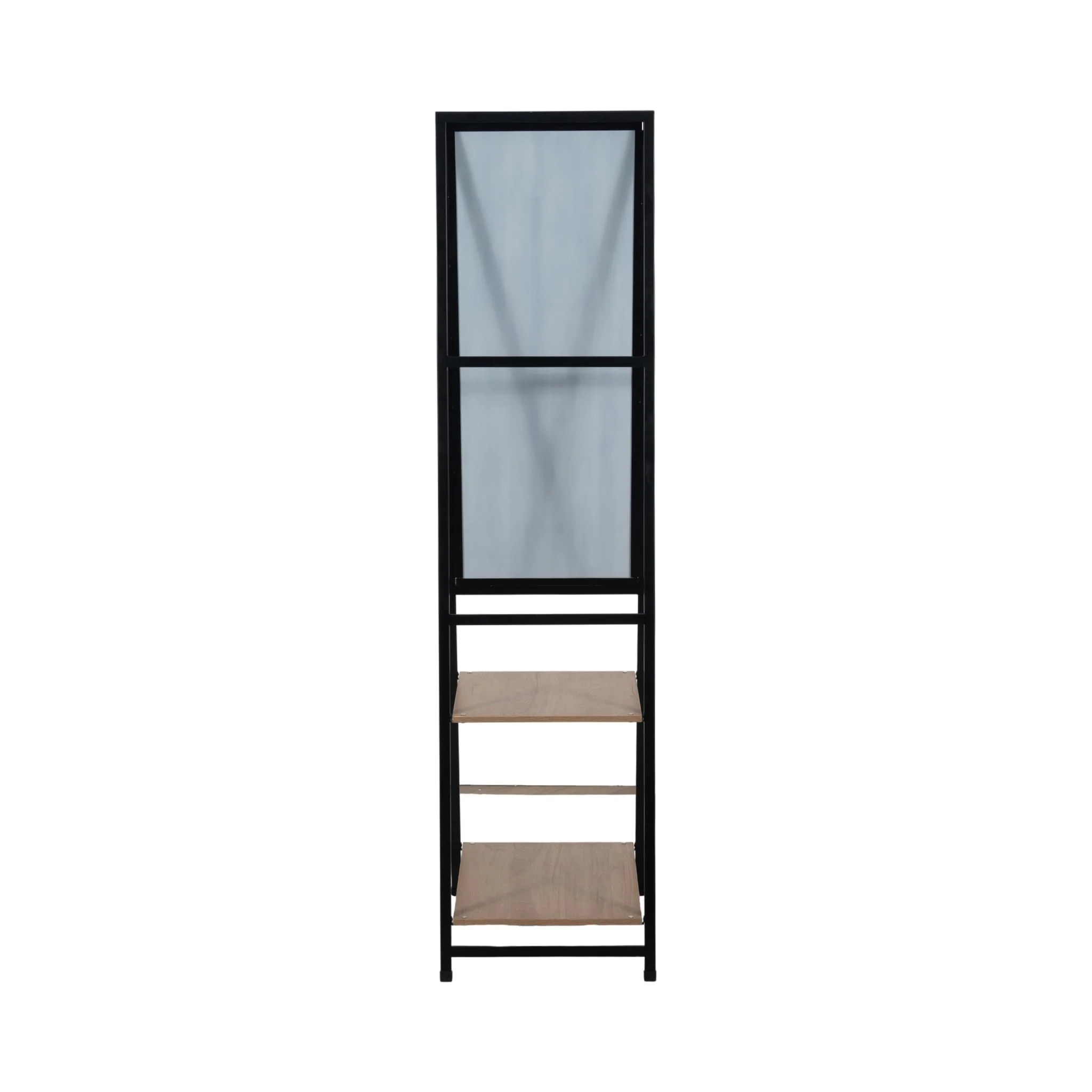 63" Standing Mirror W/ Wood Shelves, Black/natural - Image 4