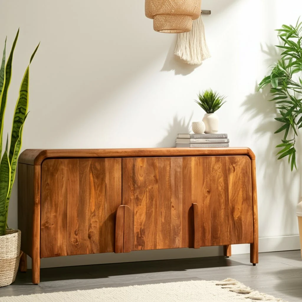 63x30" Curved Handle Cabinet, Brown - Image 13