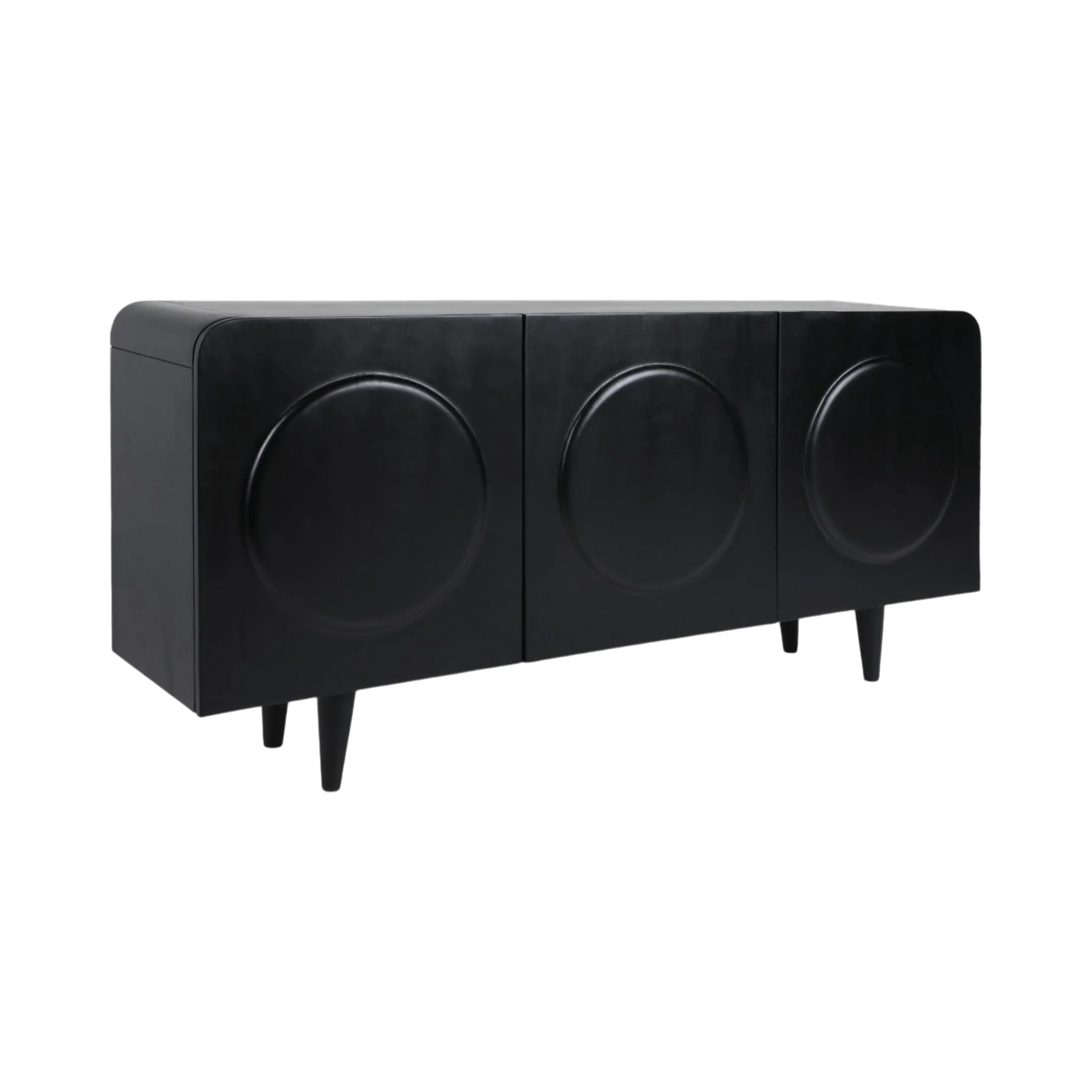 63x30" Large Circles 3-door Cabinet, Black - Image 2