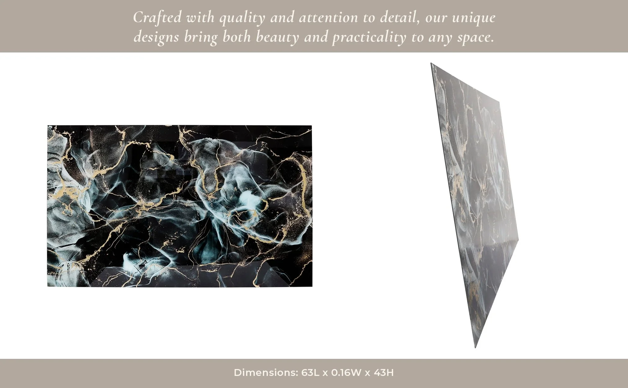 63x43 Abstract Metallic Tempered Glass Art, Multi - Image 10