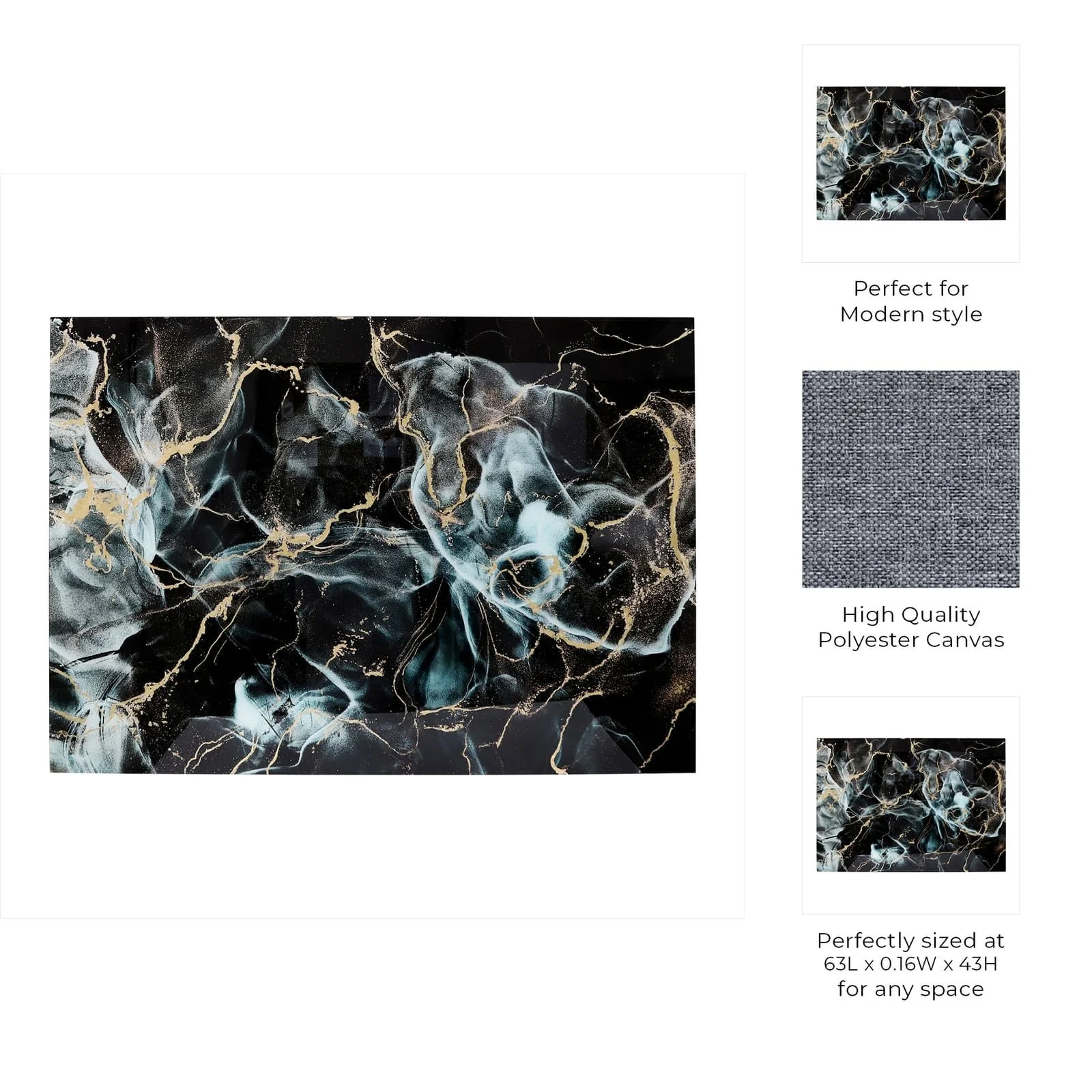 63x43 Abstract Metallic Tempered Glass Art, Multi - Image 7