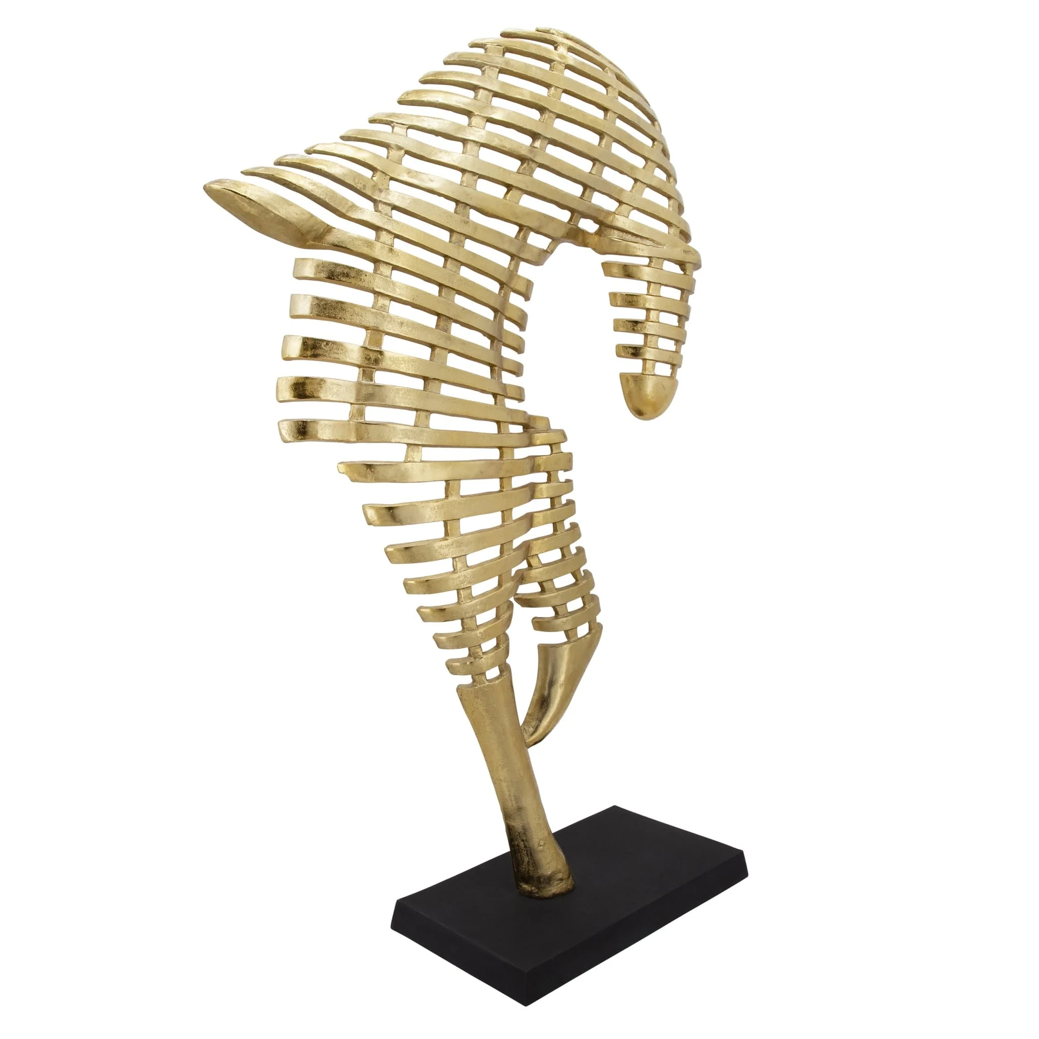 64" Metal Horse Sculpture, Gold - Image 2