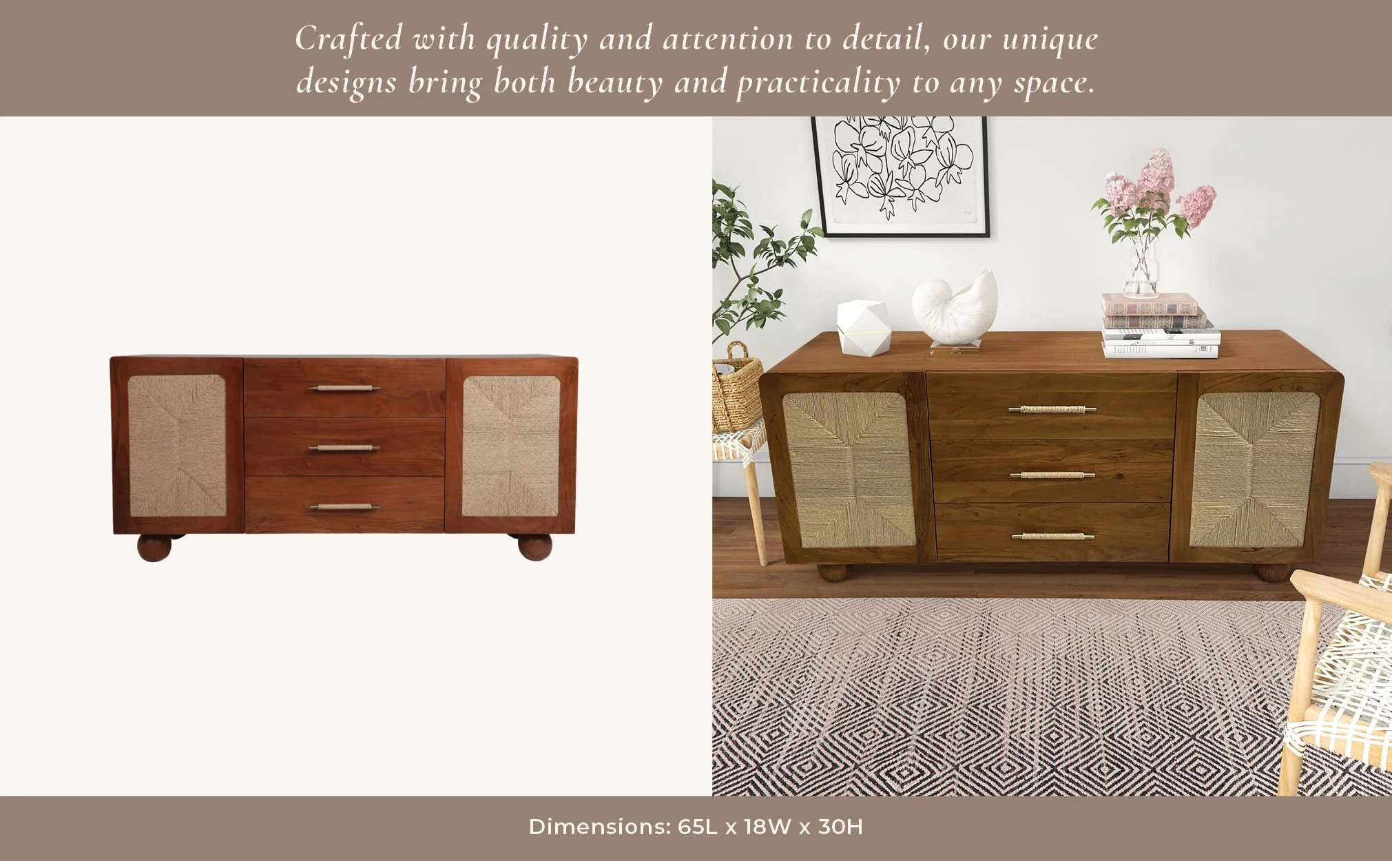 65" Acacia Abacus Sideboard, Brown / Kd - Image 12