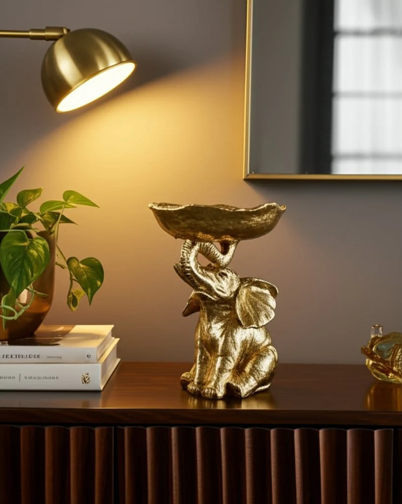 6x5" Bowl On Elephant Trunk, Gold - Image 10