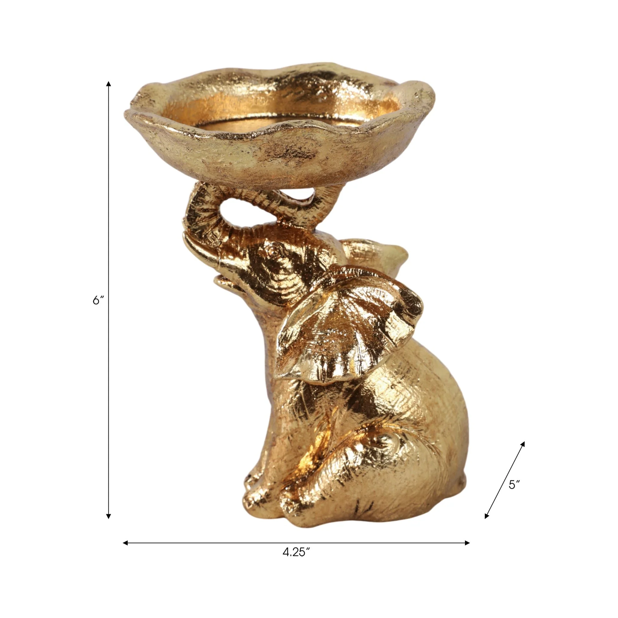 6x5" Bowl On Elephant Trunk, Gold - Image 8