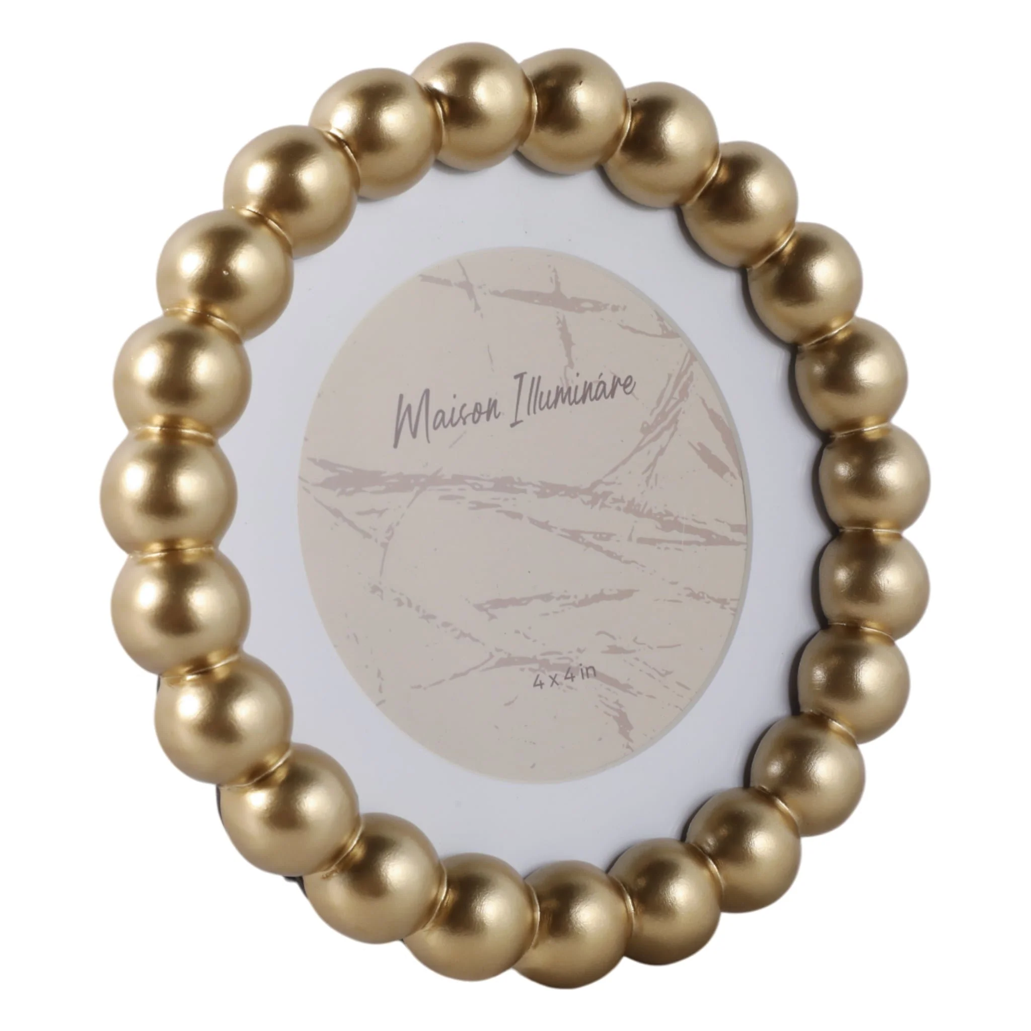 6x6 Matted To 4x4 Beaded Photo Frame, Gold - Image 2