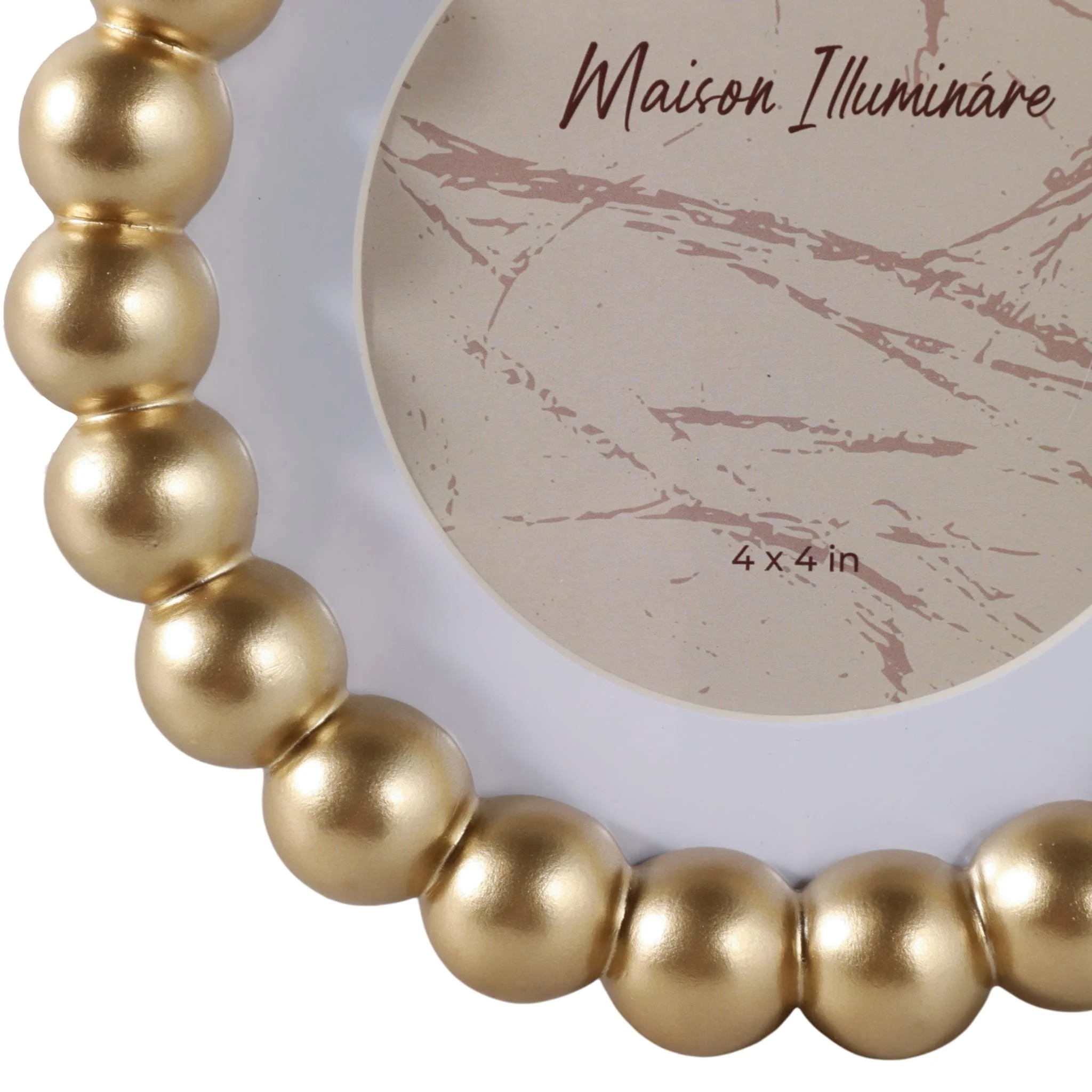 6x6 Matted To 4x4 Beaded Photo Frame, Gold - Image 5
