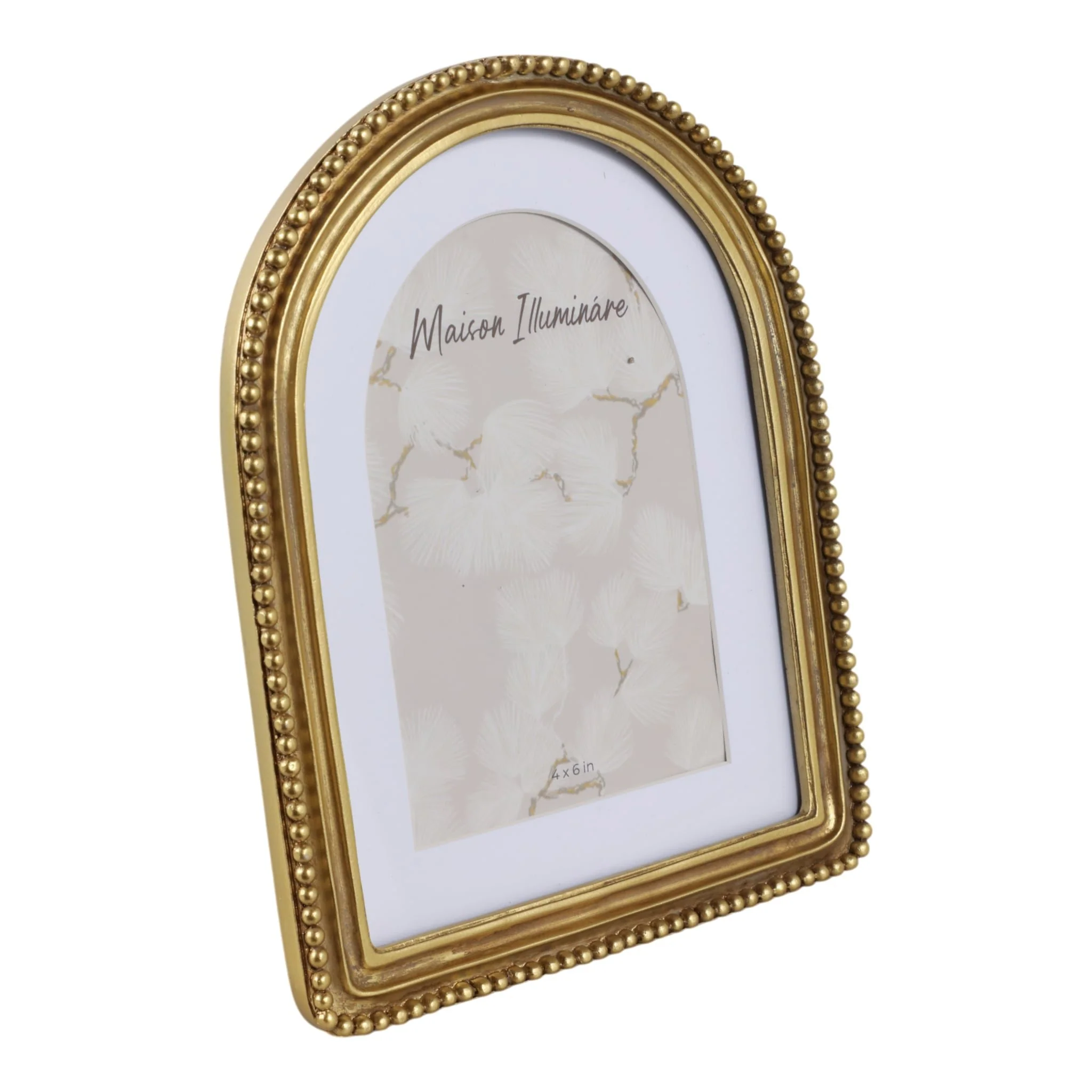 6x8 Photo Frame Matted To 4x6 Beaded Arch, Gold - Image 2