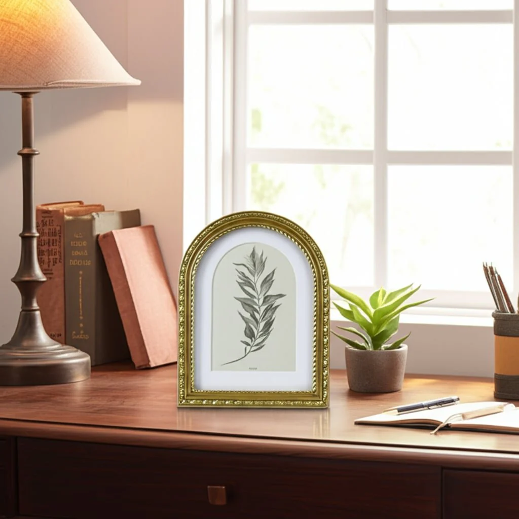 6x8 Photo Frame Matted To 4x6 Gilded Arch, Gold - Image 9