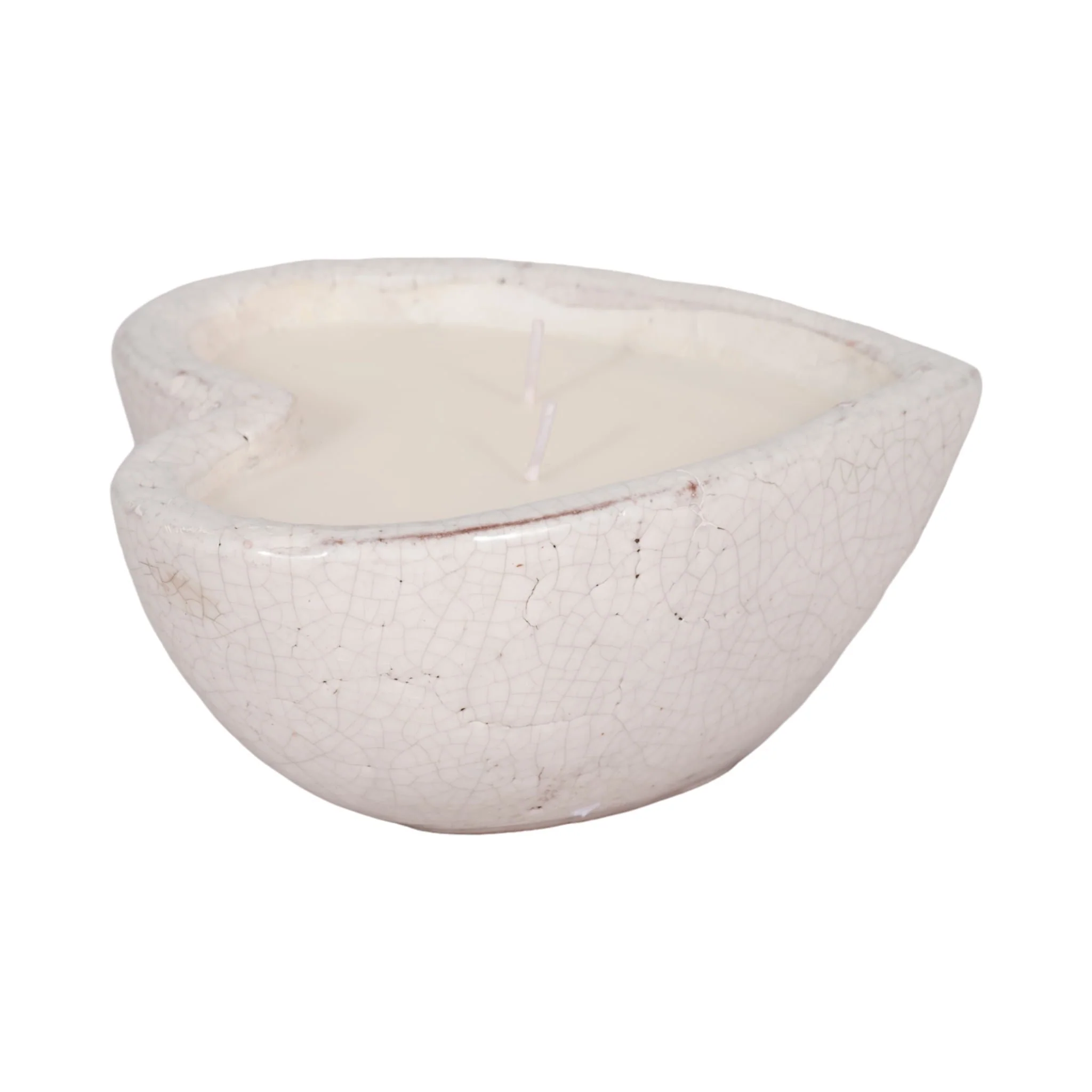 7" 11 Oz Sandalwood Heart Candle, White - Image 3