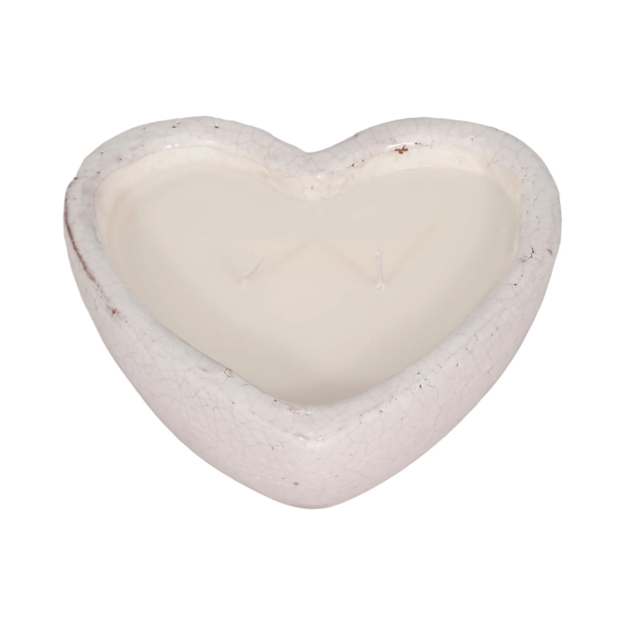7" 11 Oz Sandalwood Heart Candle, White - Image 5