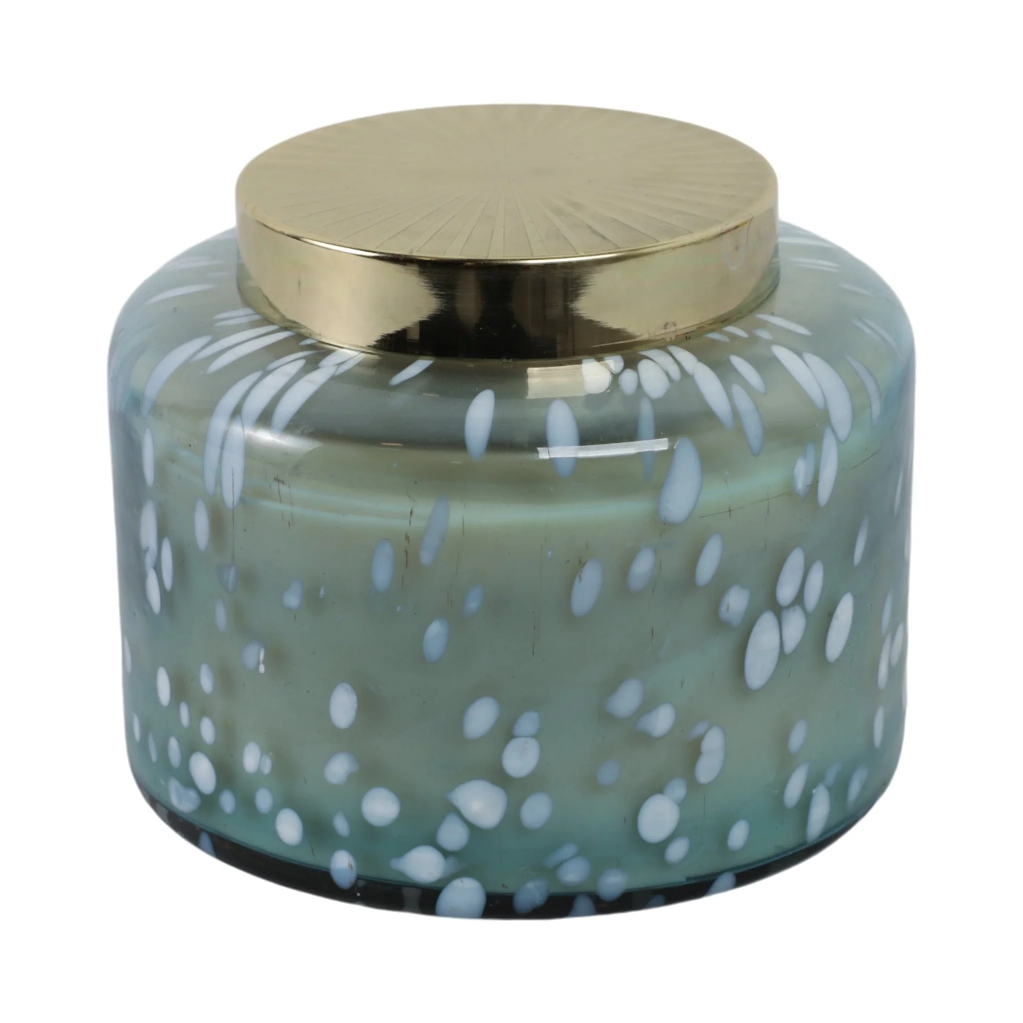 7" 71 Oz Jasmine Speckle Lidded Candle, Blue/gold - Image 4