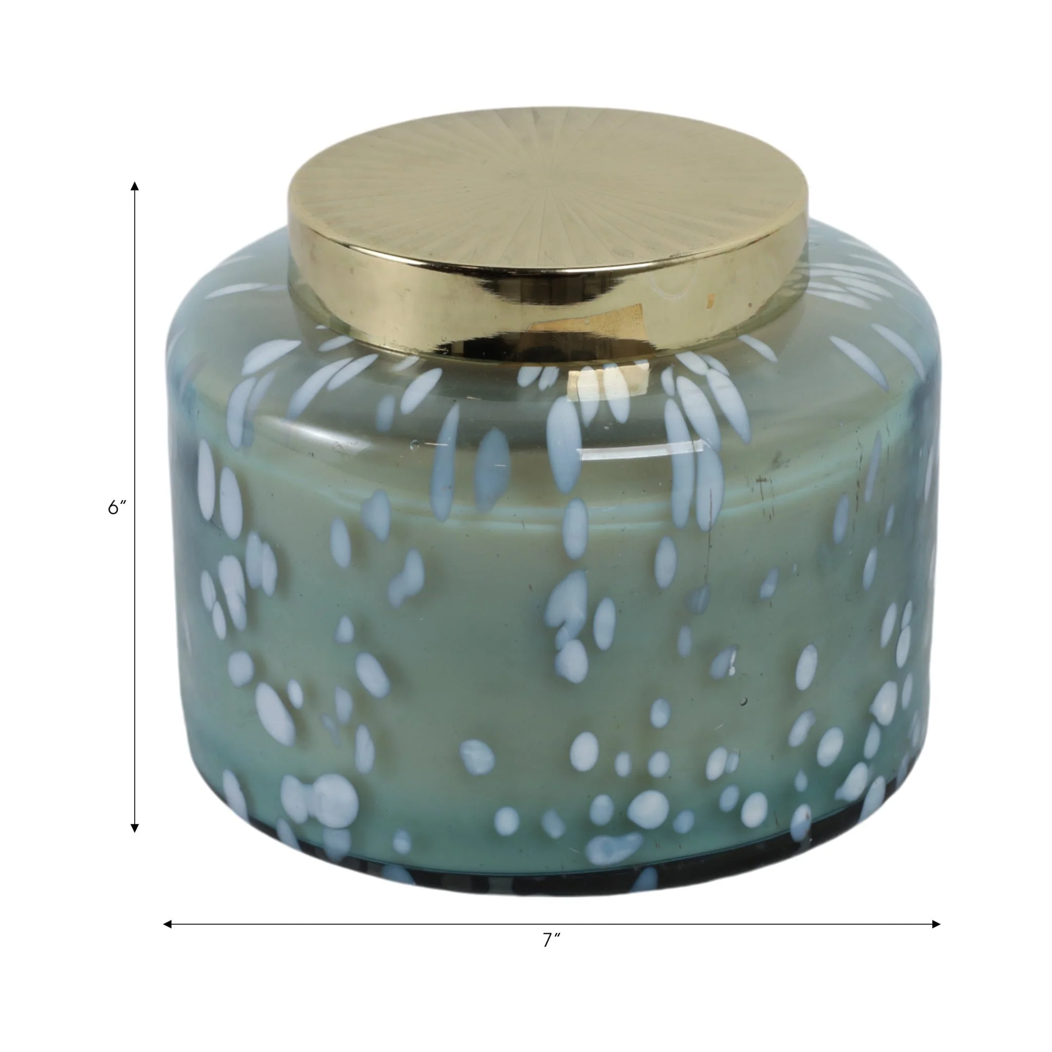7" 71 Oz Jasmine Speckle Lidded Candle, Blue/gold - Image 7