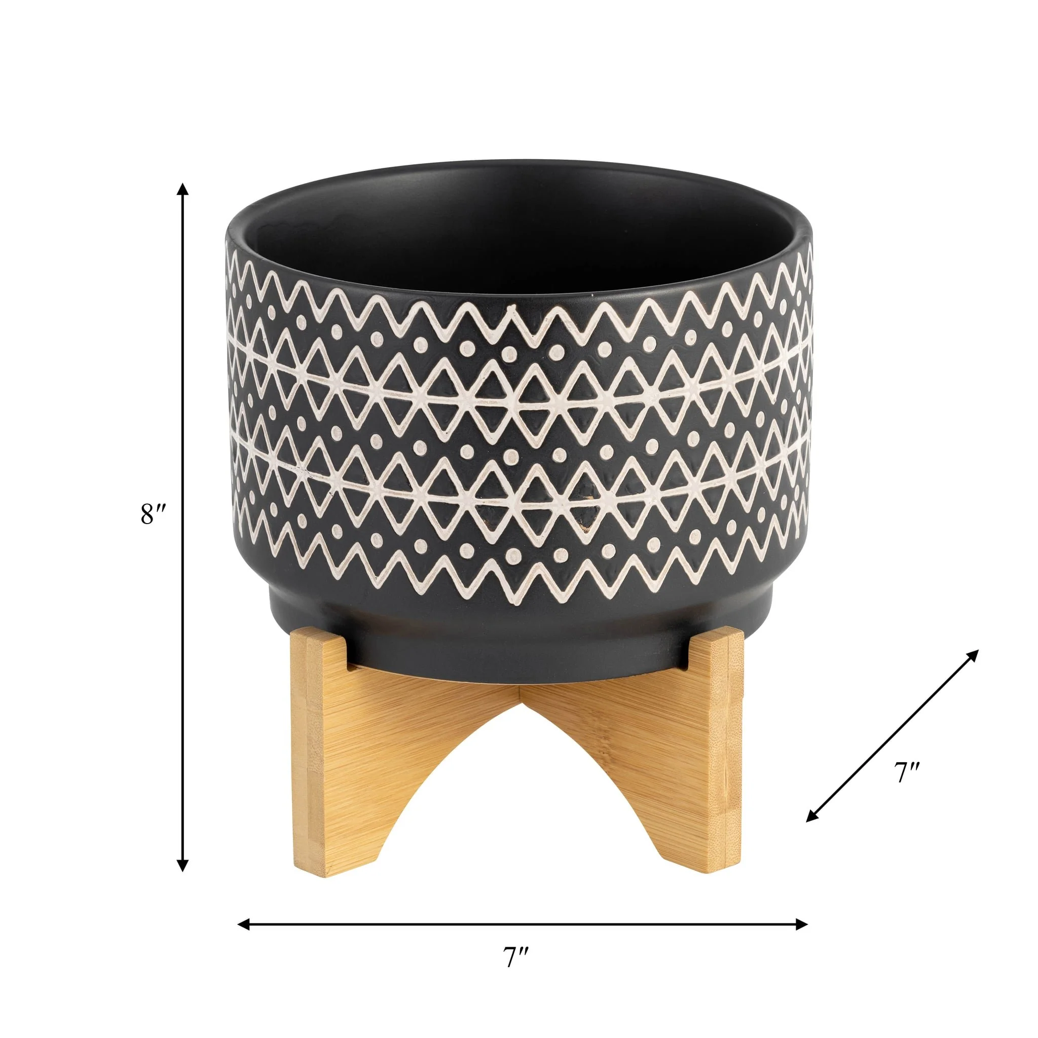 7" Abstract  Planter On Stand, Black - Image 8