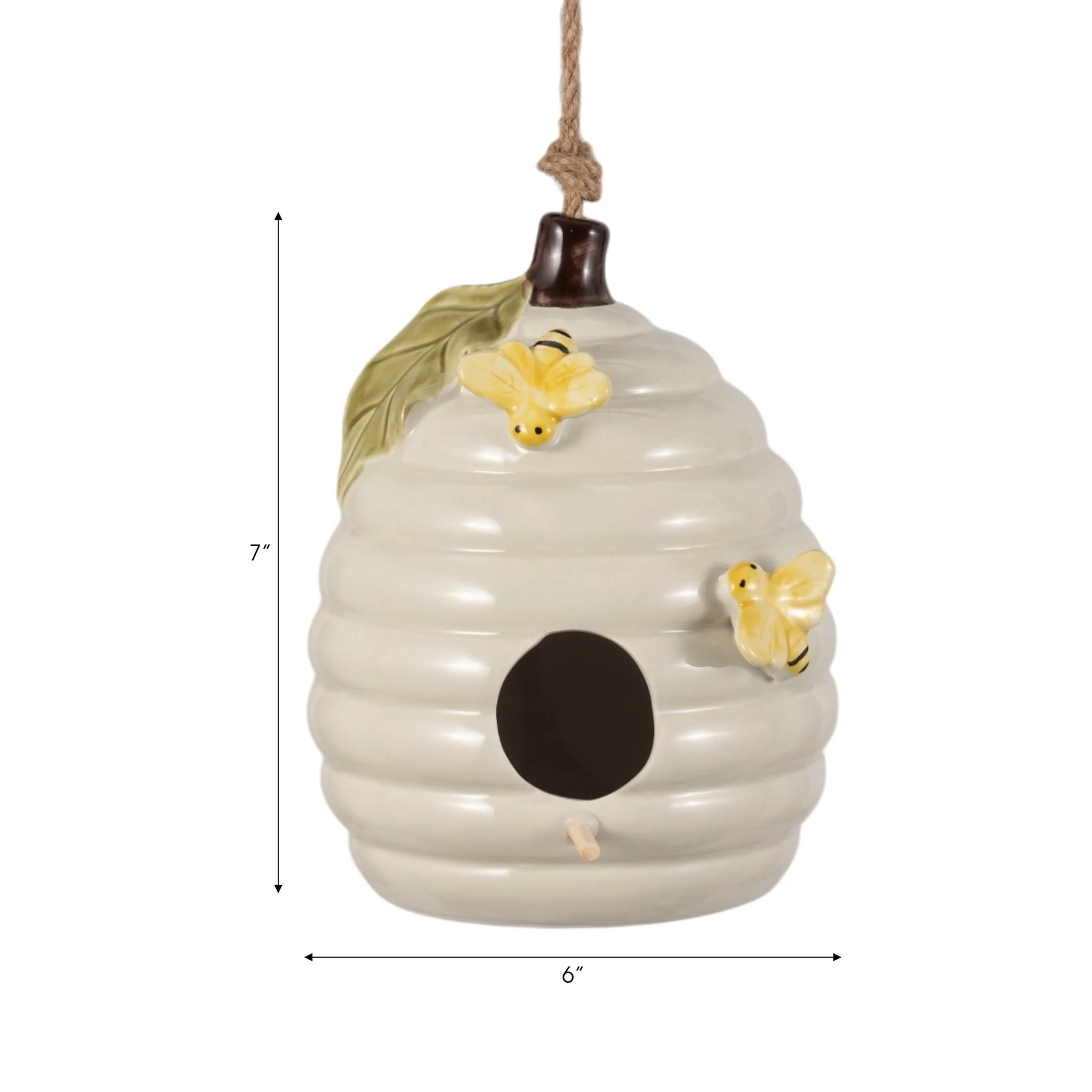 7" Beehive Bird Feeder, Ivory - Image 7