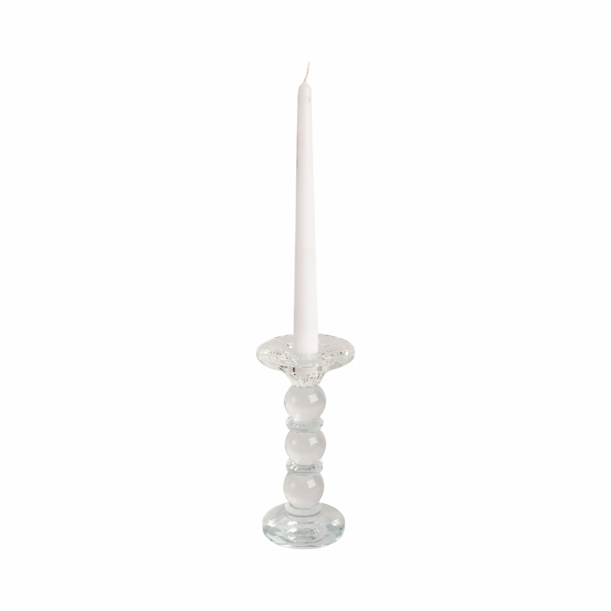7" Bubble Crystal Candle Holder W/ Taper, Clear - Image 2