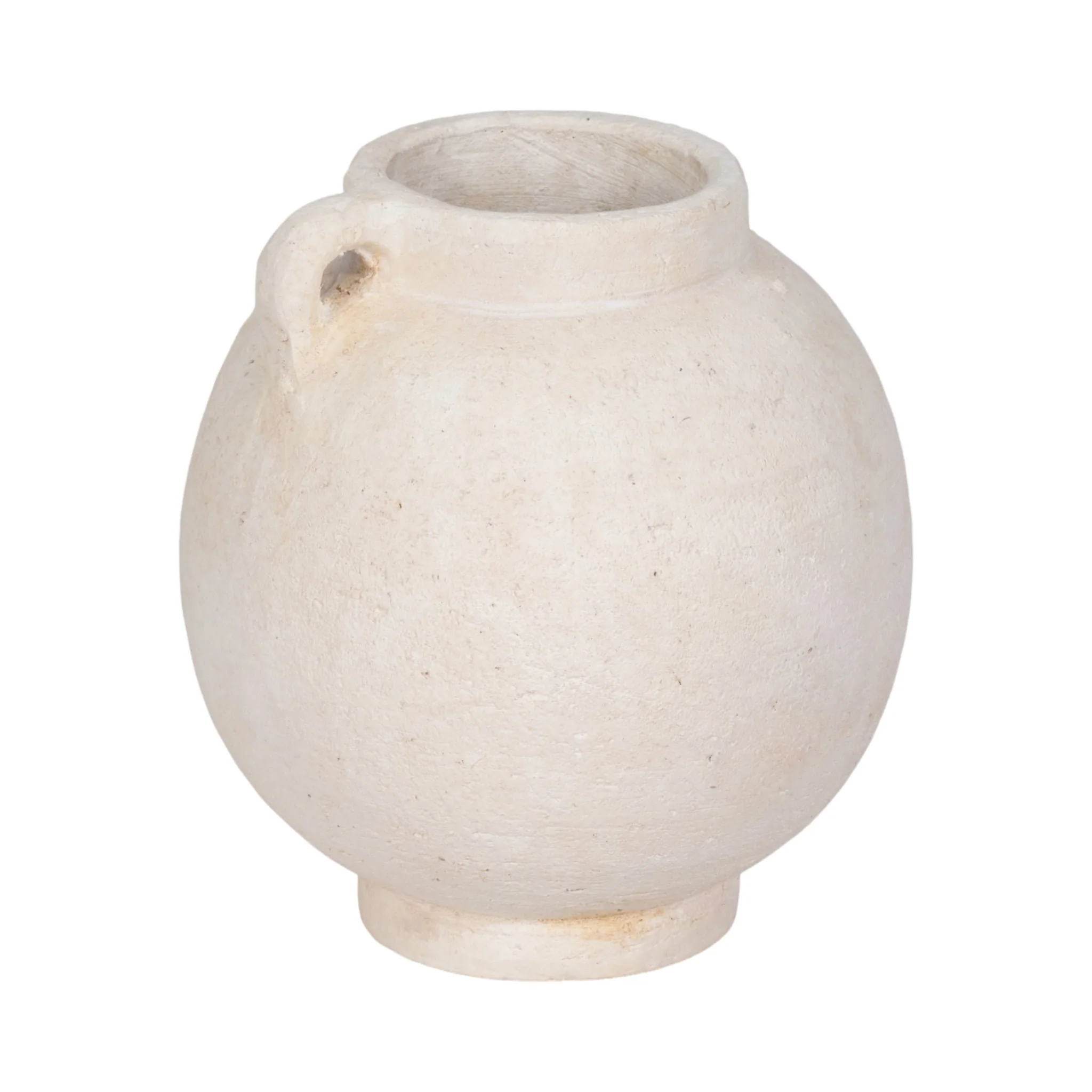 7" Bulbous Jug With Handle, White - Image 3