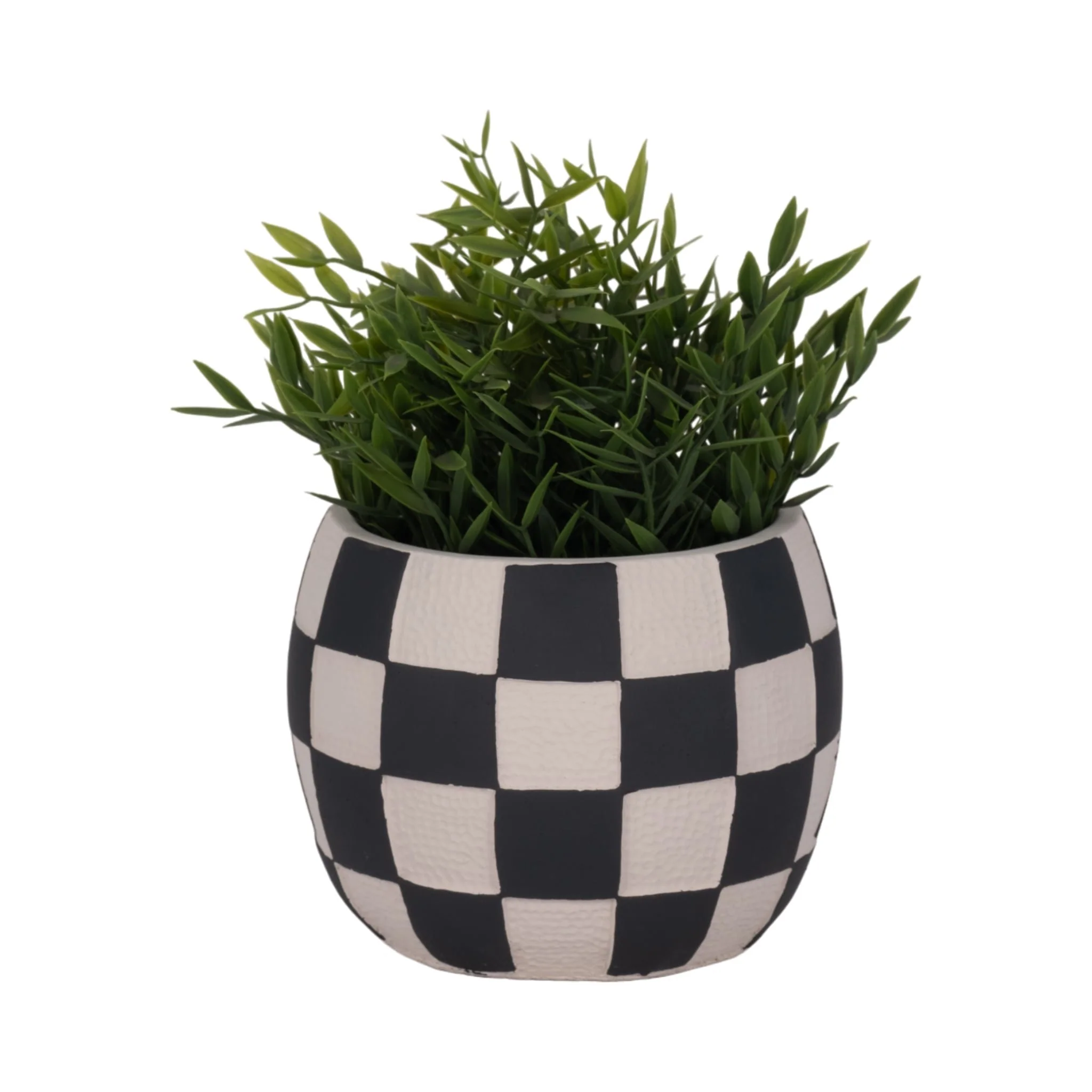 7" Checkerboard Rounded Planter, Black/white - Image 2