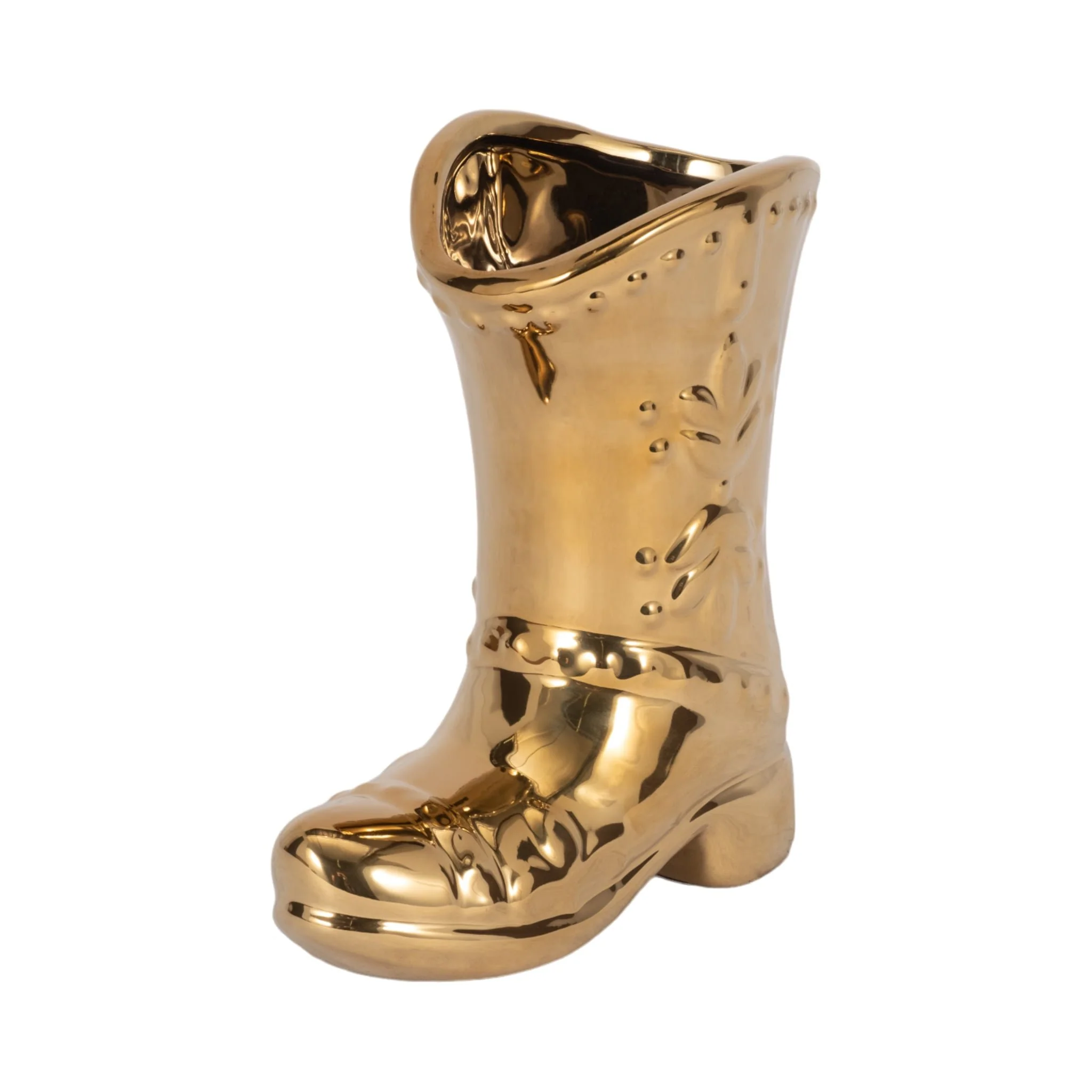 7" Cowboy Boot Vase, Gold - Image 3