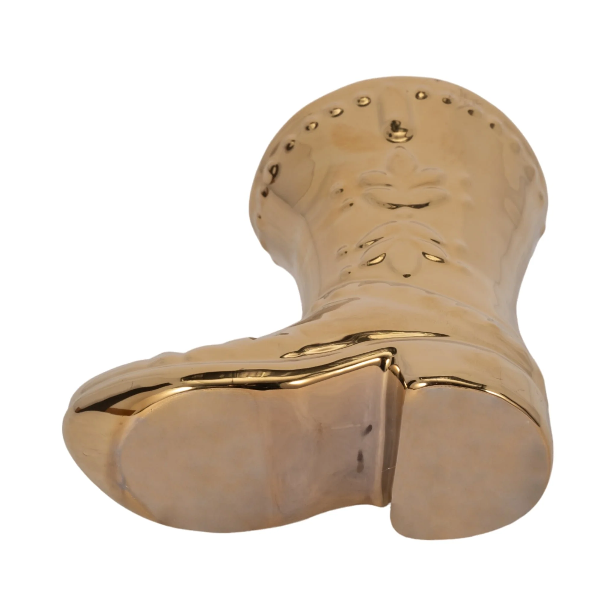 7" Cowboy Boot Vase, Gold - Image 7