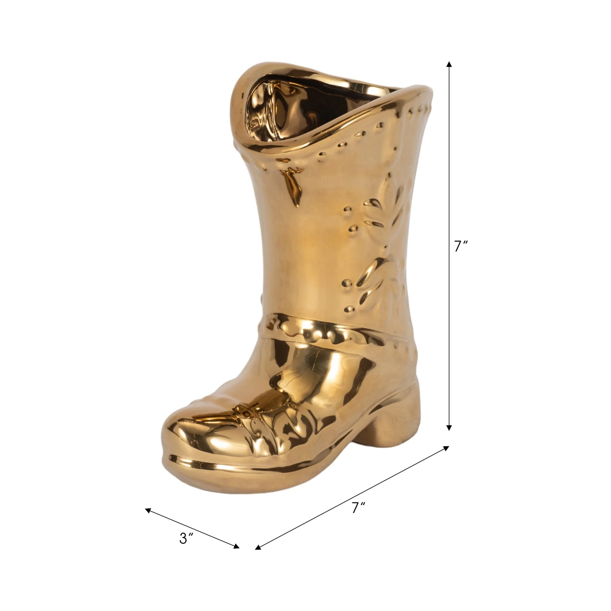 7" Cowboy Boot Vase, Gold - Image 8