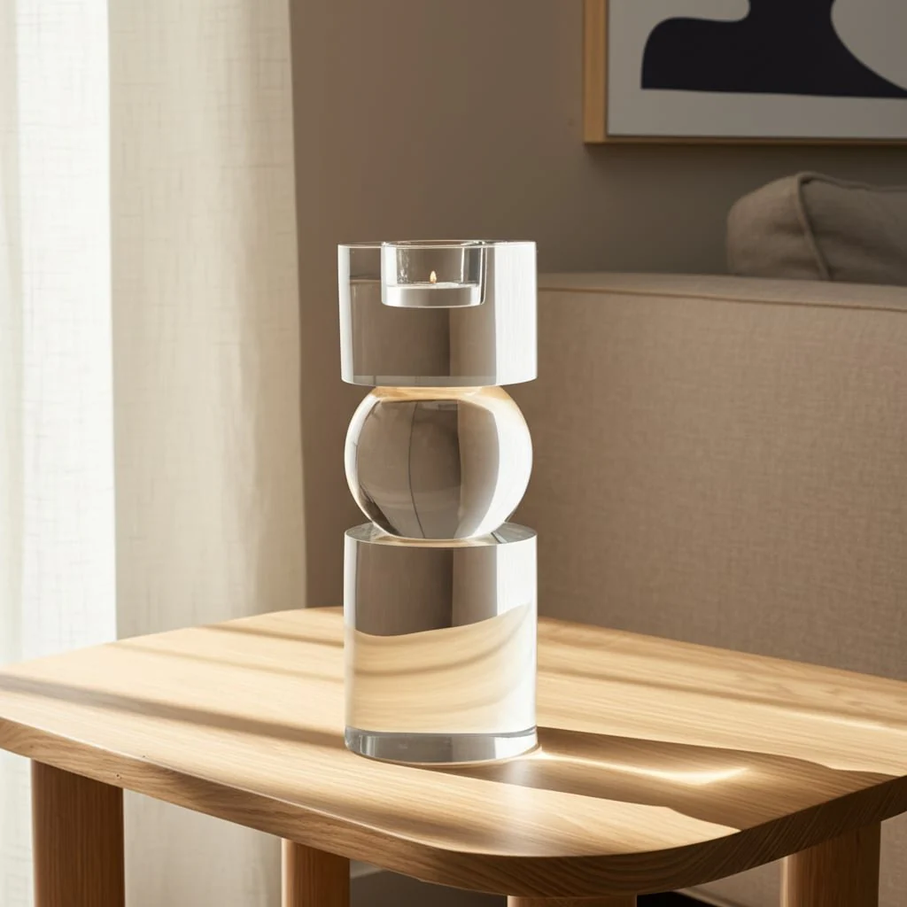 7" Crystal Candle Holder, Clear - Image 6
