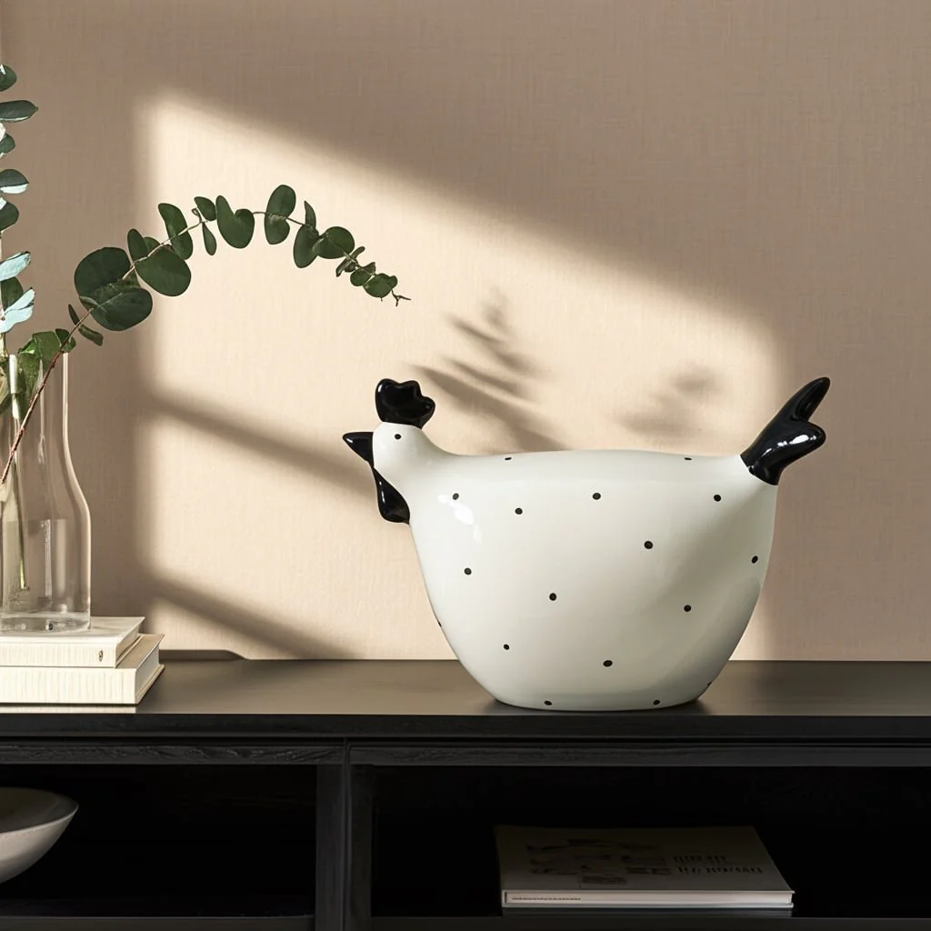 7" Dotted Rooster, White/black - Image 11