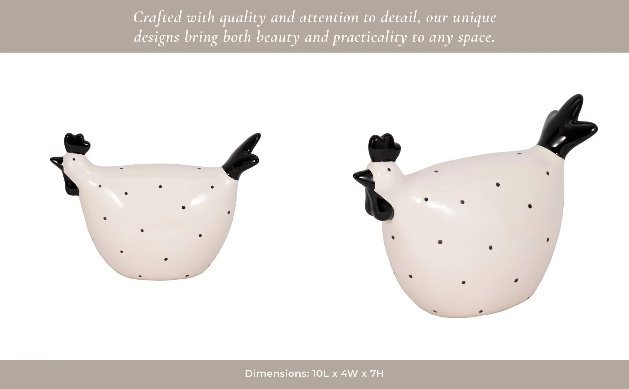 7" Dotted Rooster, White/black - Image 15