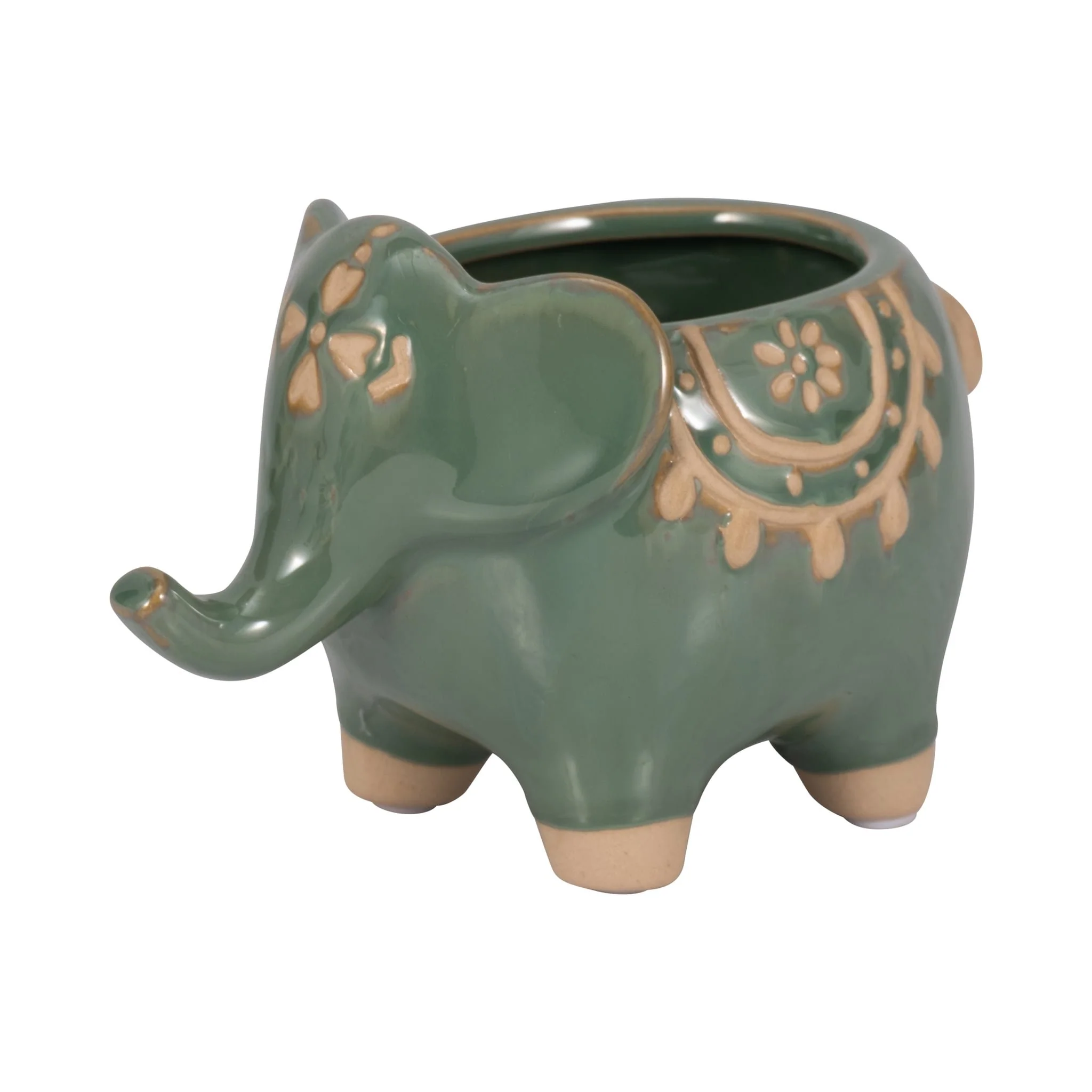 7" Elephant Planter, Green - Image 3