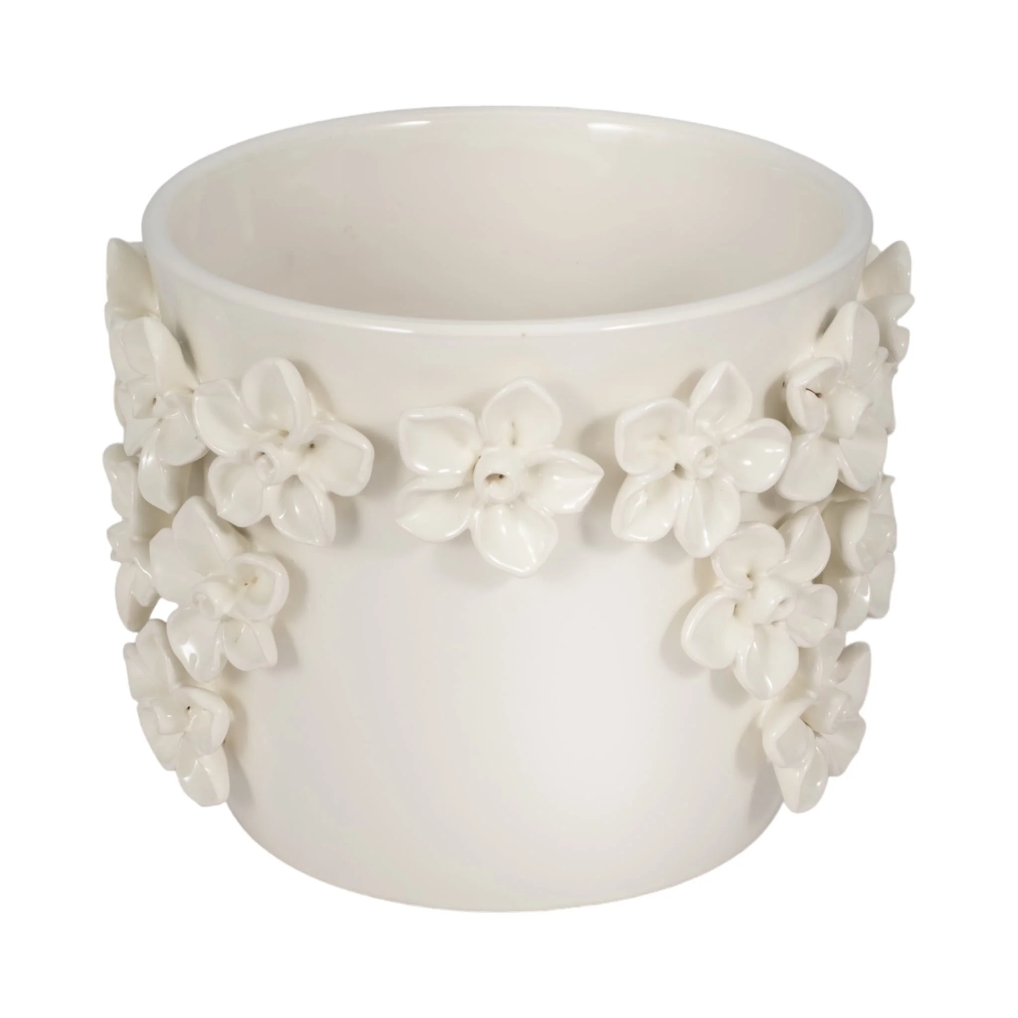 7" Floral Applique Planter, Ivory - Image 3