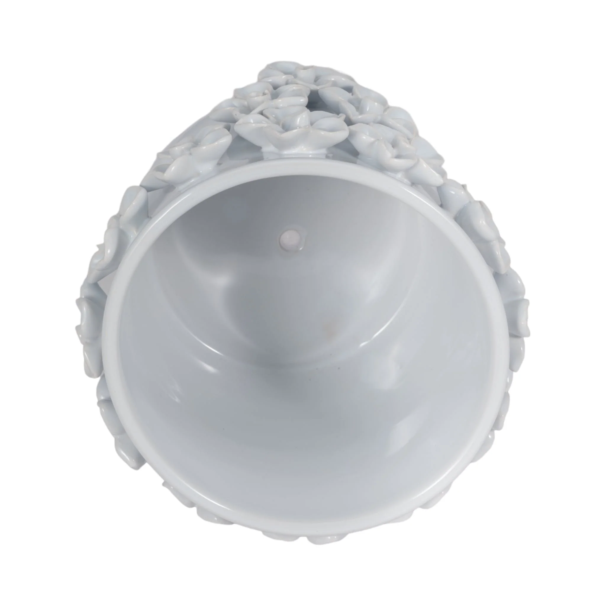 7" Floral Applique Planter, White - Image 4