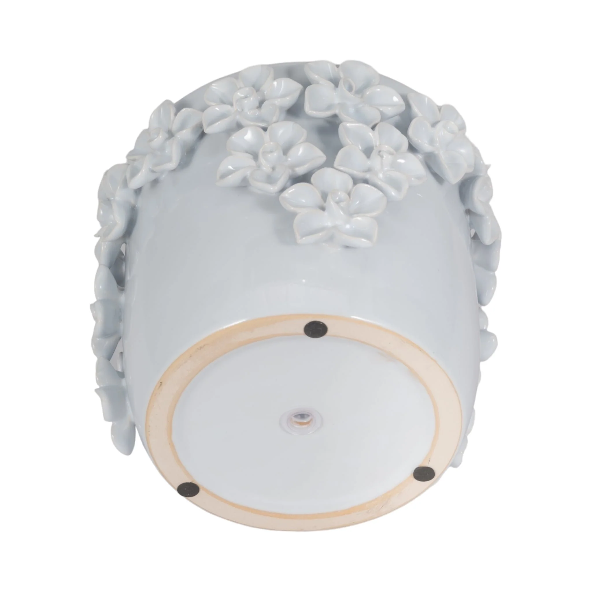 7" Floral Applique Planter, White - Image 5