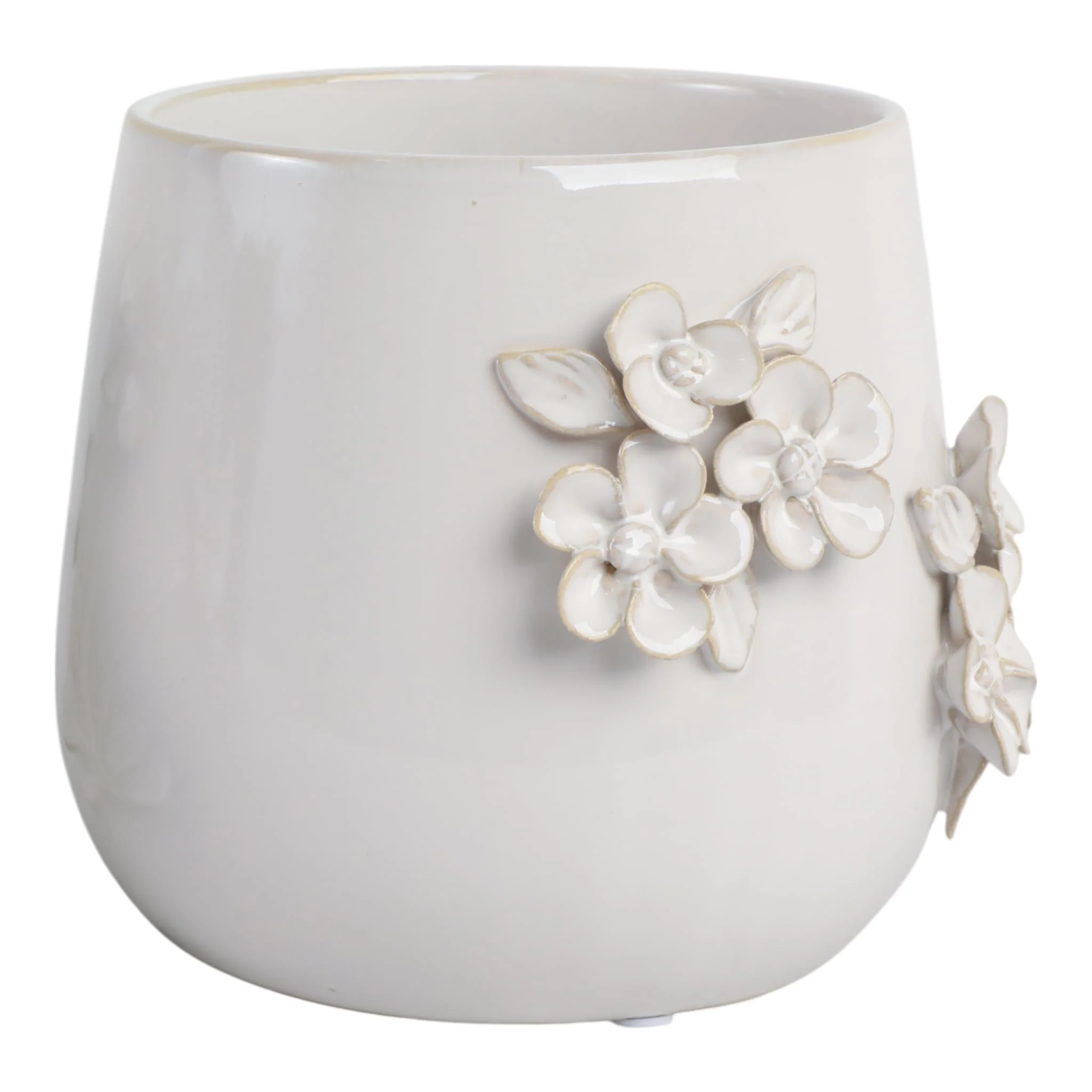 7" Flower Bunches Applique Planter, Ivory - Image 3
