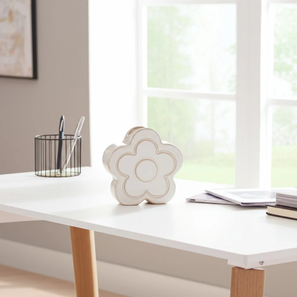 7" Flower Power Object Vase, Ivory - Image 11